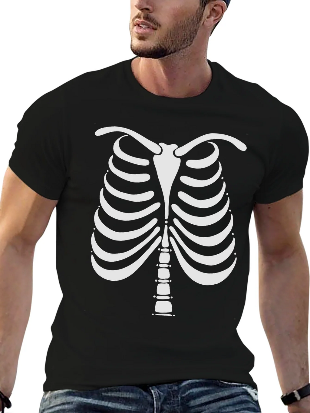Skeleton Rib Cage Halloween Graphic Tee product image 5