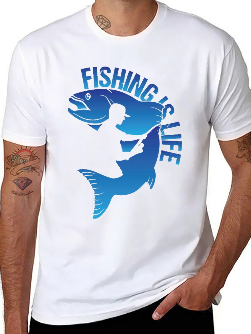 Fishing is Life Graphic T-Shirt - Black product image 7