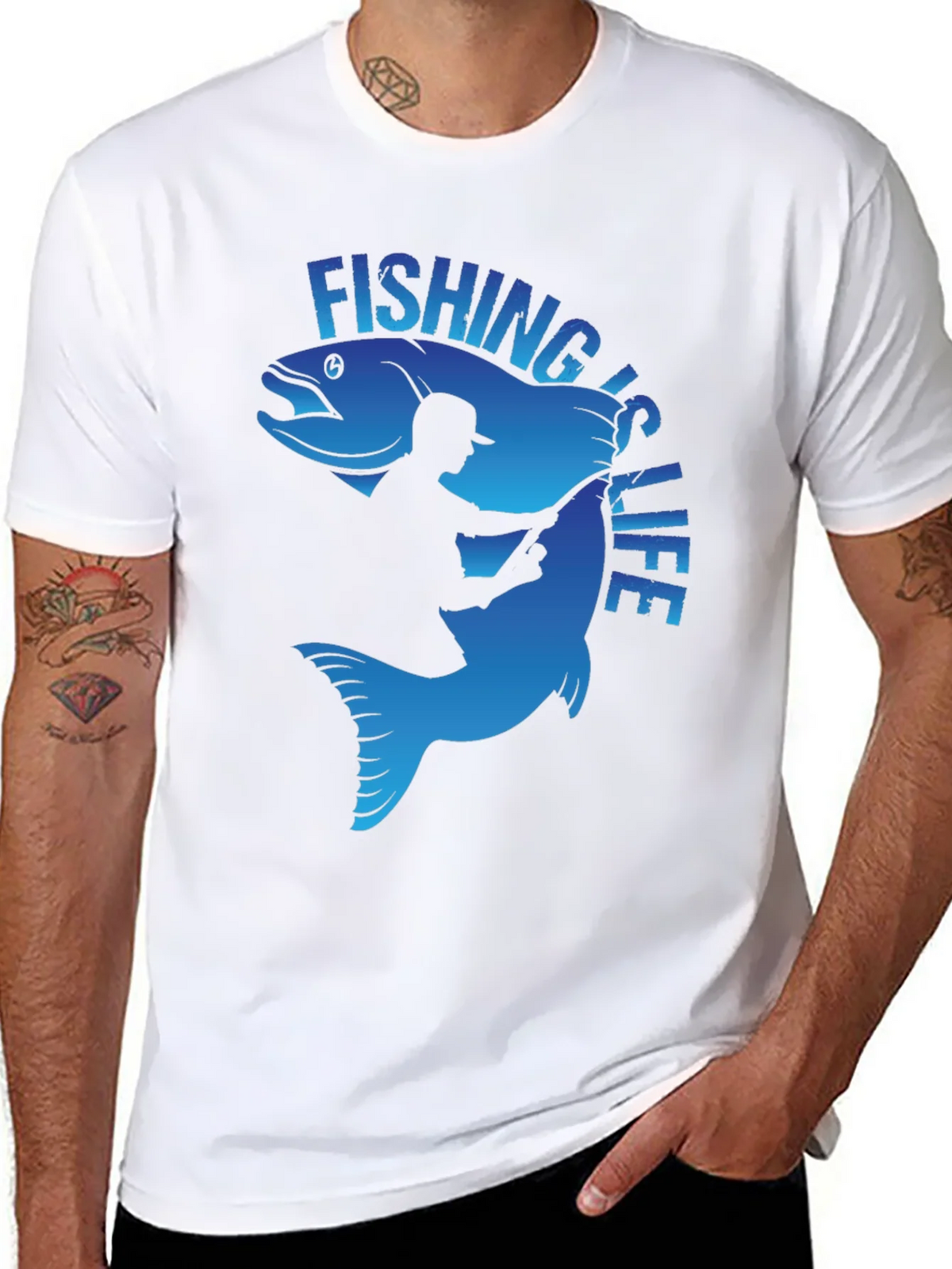 Fishing is Life Graphic T-Shirt - Black product image 7