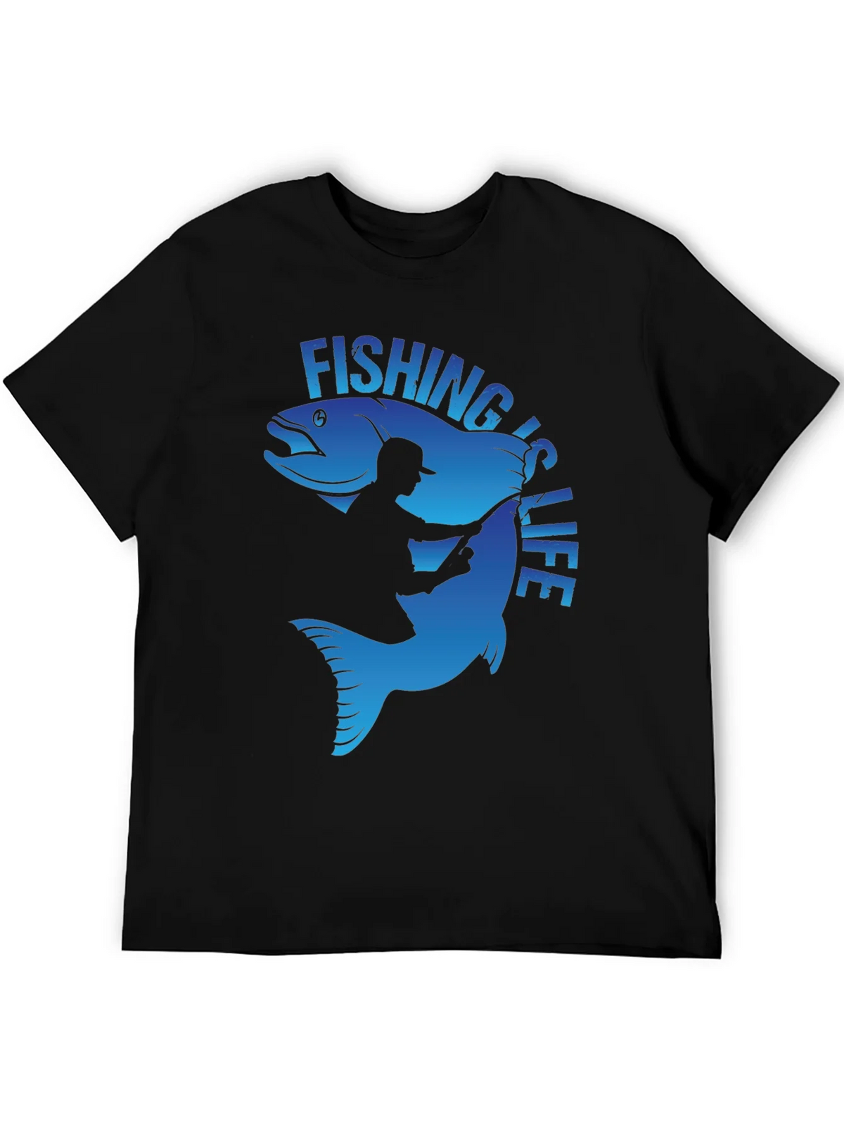Fishing is Life Graphic T-Shirt - Black product image 5