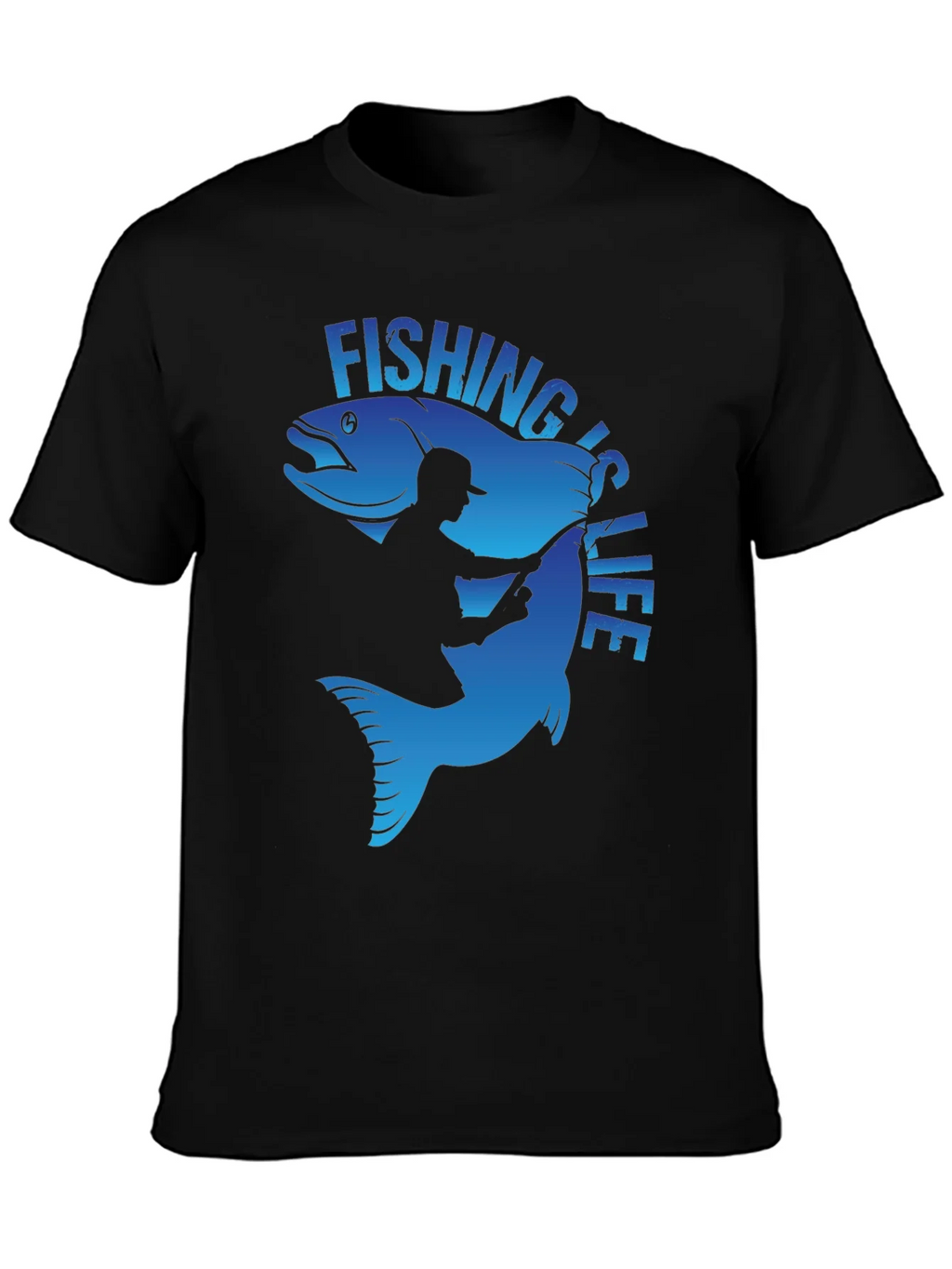 Fishing is Life Graphic T-Shirt - Black product image 3