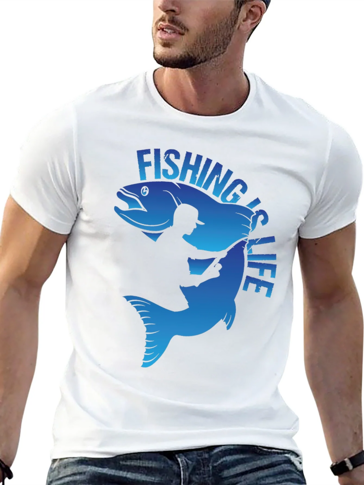 Fishing is Life Graphic T-Shirt - Black product image 12