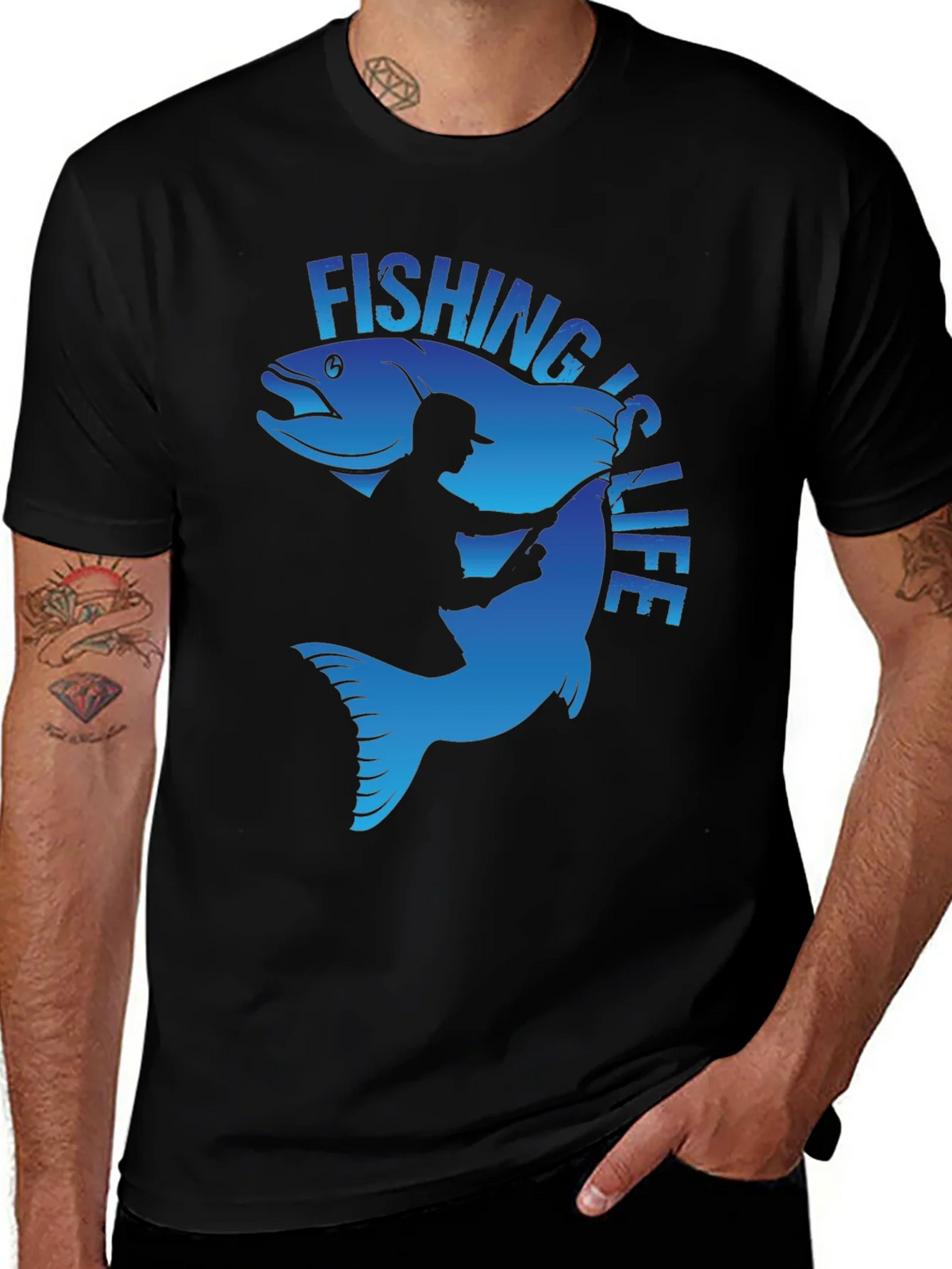 Fishing is Life Graphic T-Shirt - Black product image 1