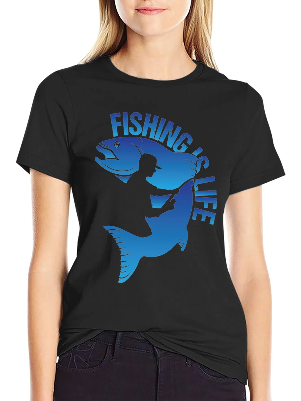 Fishing is Life Graphic T-Shirt - Black product image 2
