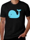 Cute Whale Graphic Tee - Black Cotton T-Shirt product image 1