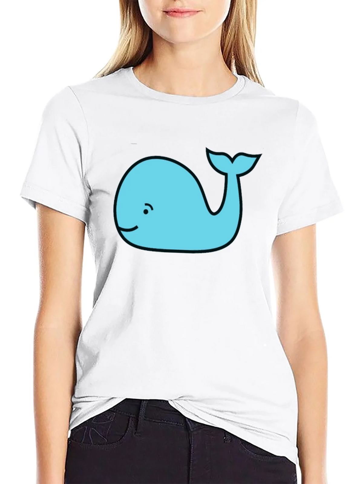 Cute Whale Graphic Tee - Black Cotton T-Shirt product image 8