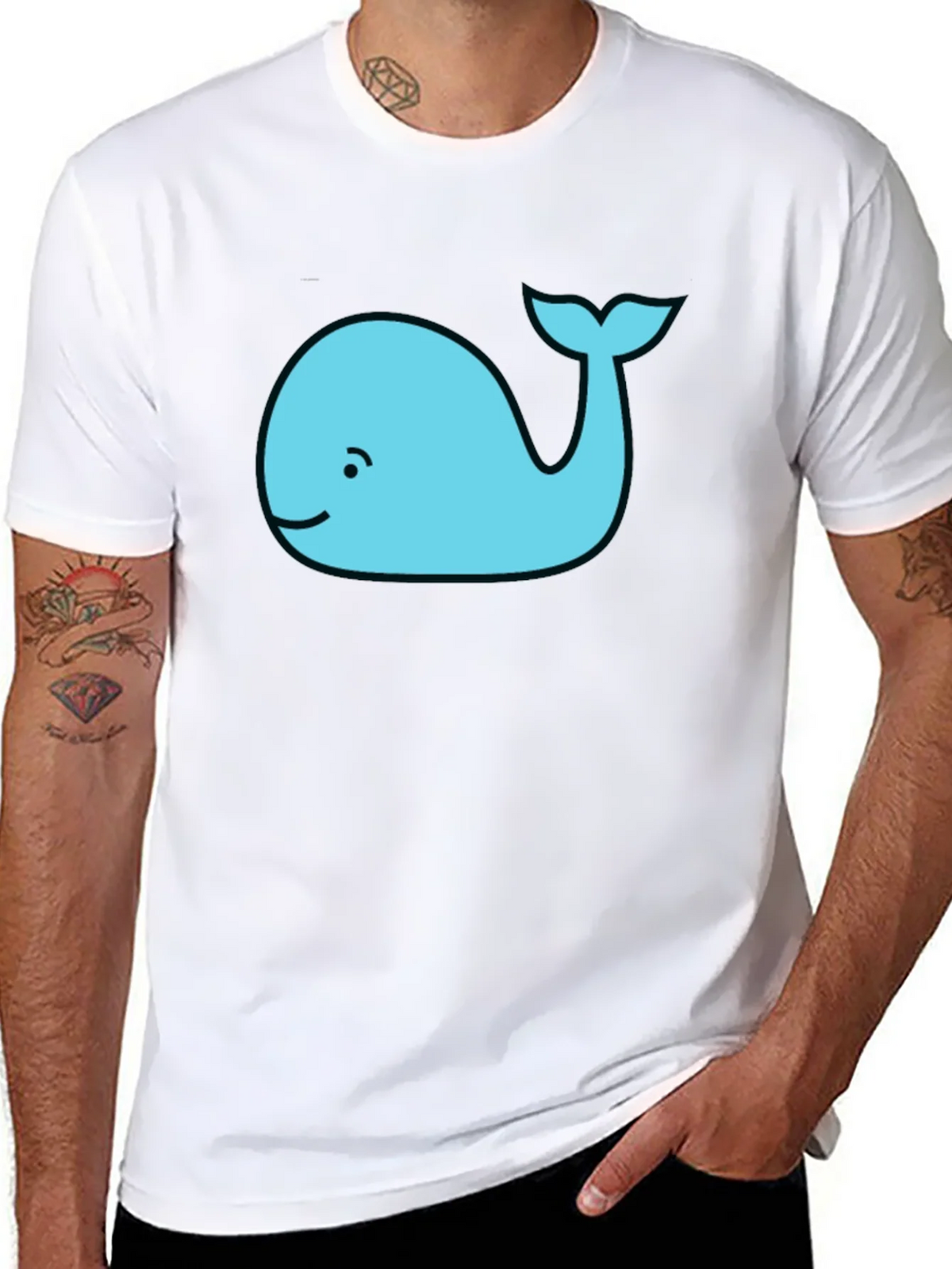 Cute Whale Graphic Tee - Black Cotton T-Shirt product image 7