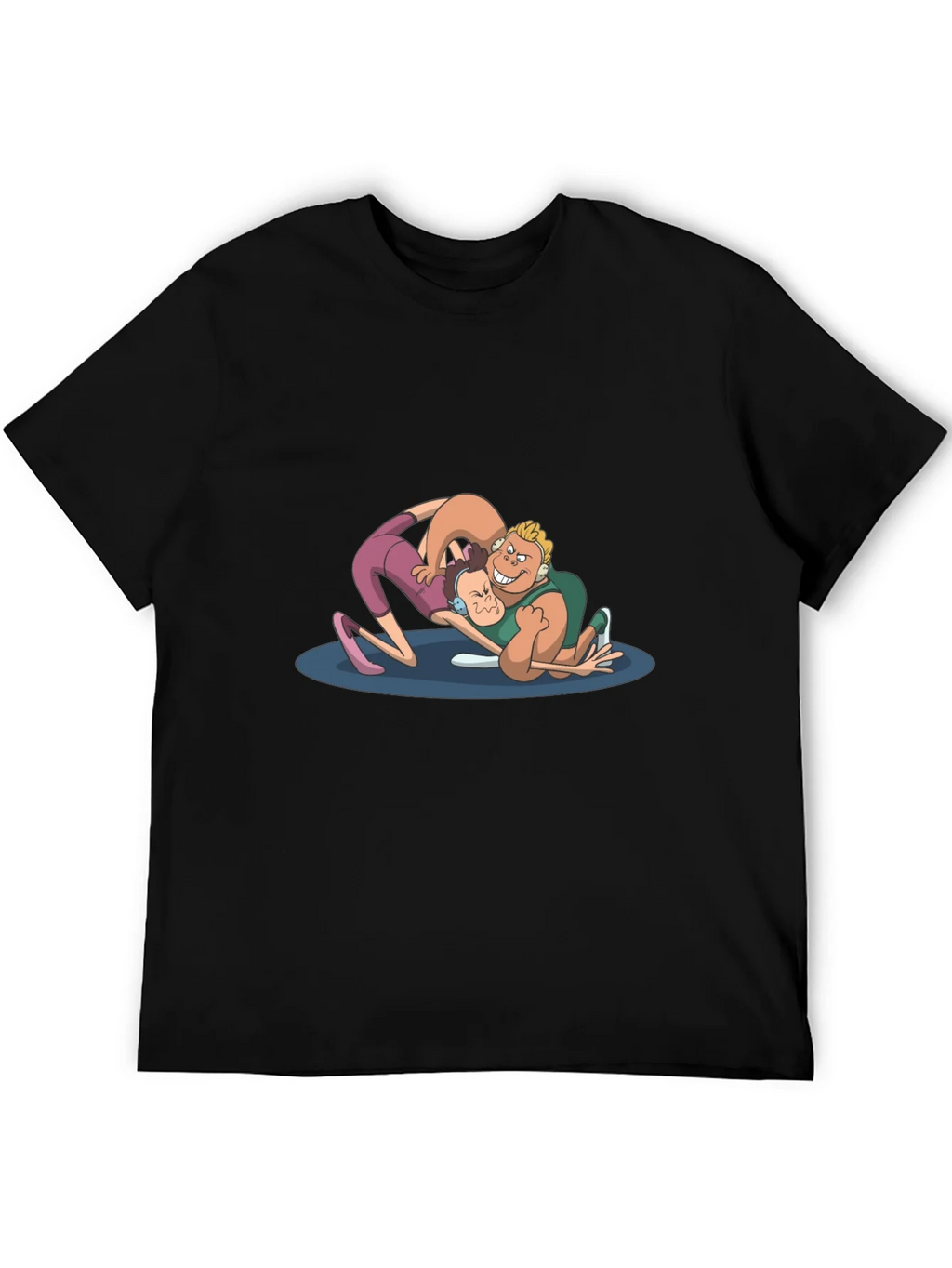 Wrestling Cartoon Graphic Black T-Shirt product image 4