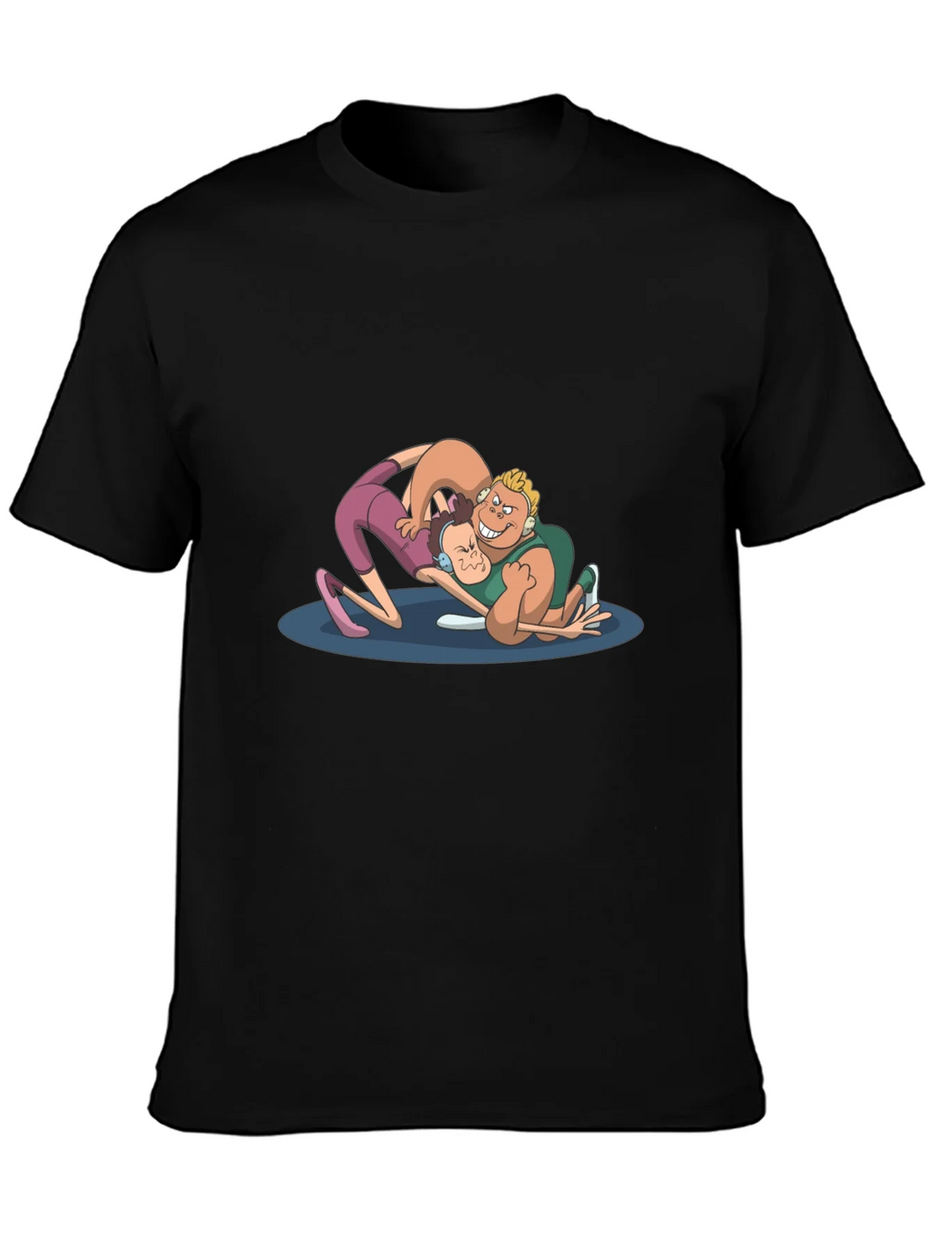 Wrestling Cartoon Graphic Black T-Shirt product image 3