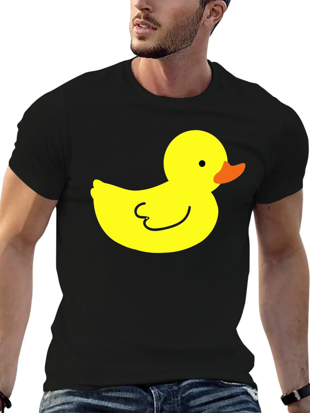 Black T-Shirt with Yellow Duck Graphic product image 6