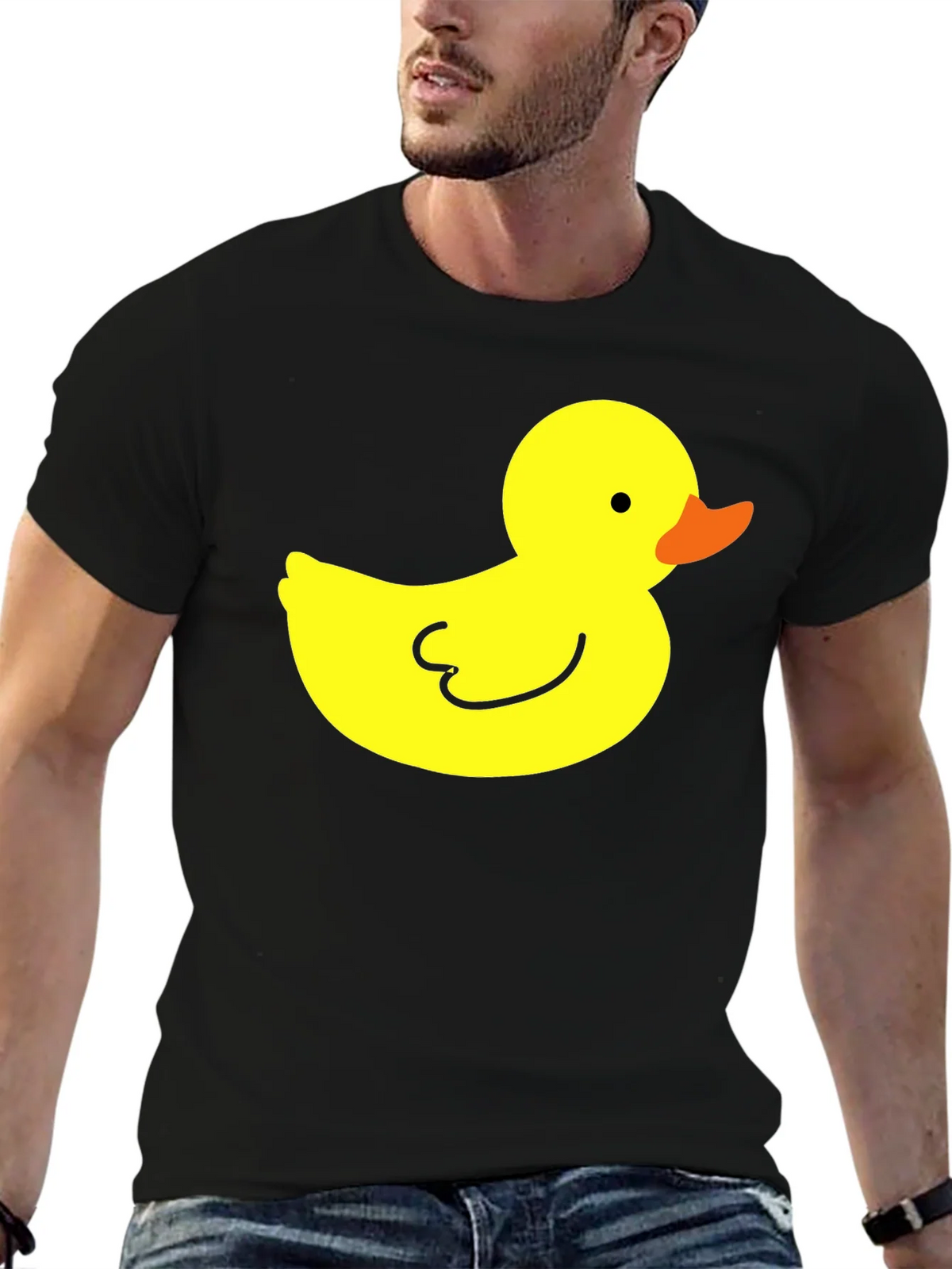 Black T-Shirt with Yellow Duck Graphic product image 6