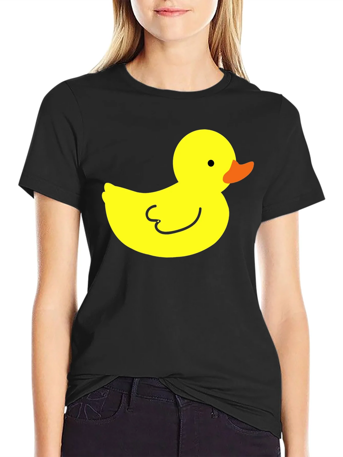 Black T-Shirt with Yellow Duck Graphic product image 2