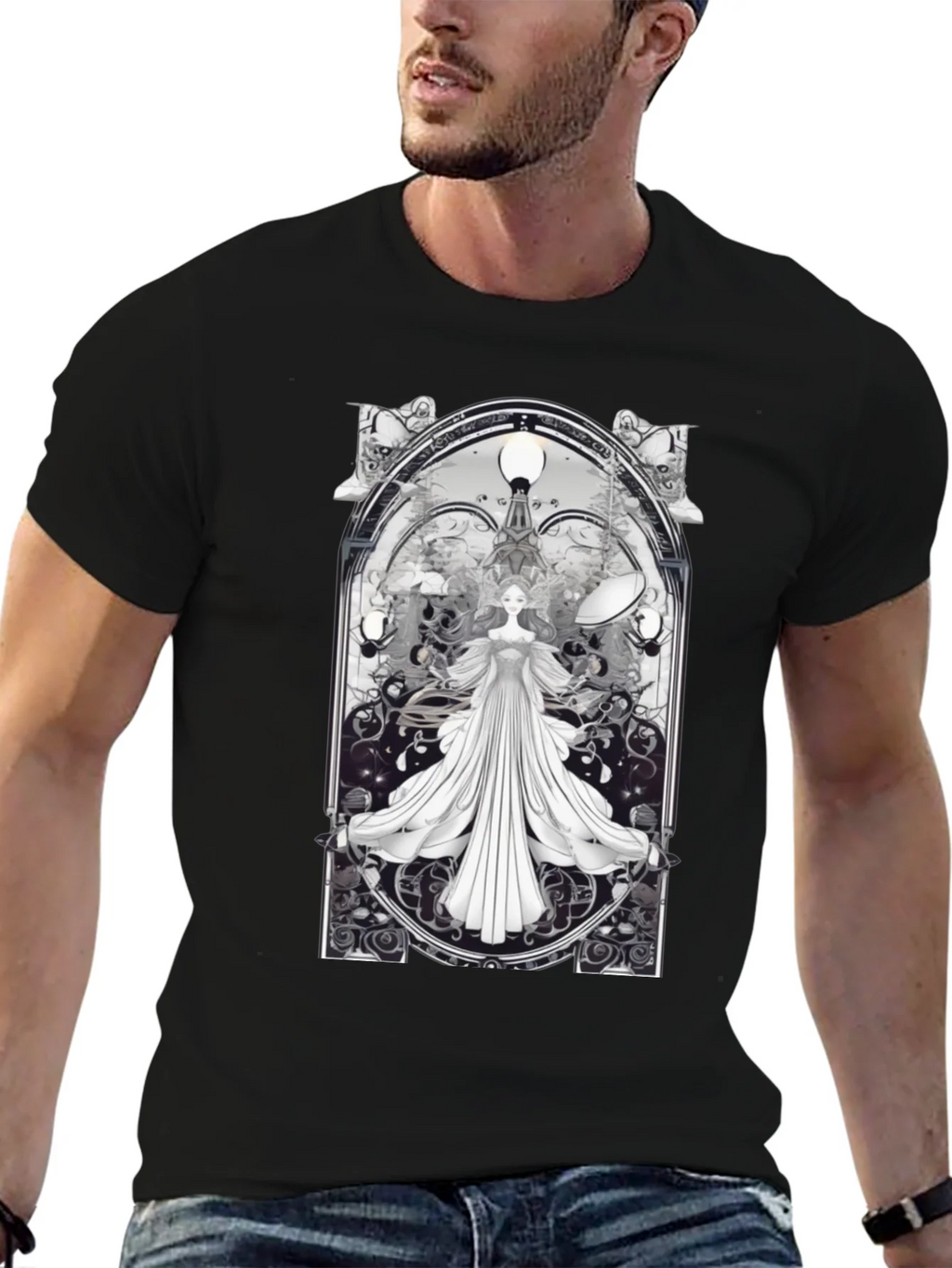 Art Nouveau Angel T-Shirt - Unique Gothic Design product image 6