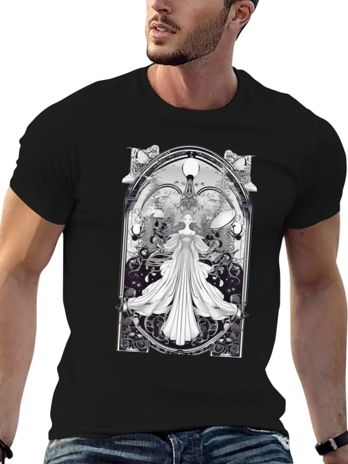 Art Nouveau Angel T-Shirt - Unique Gothic Design product image 6