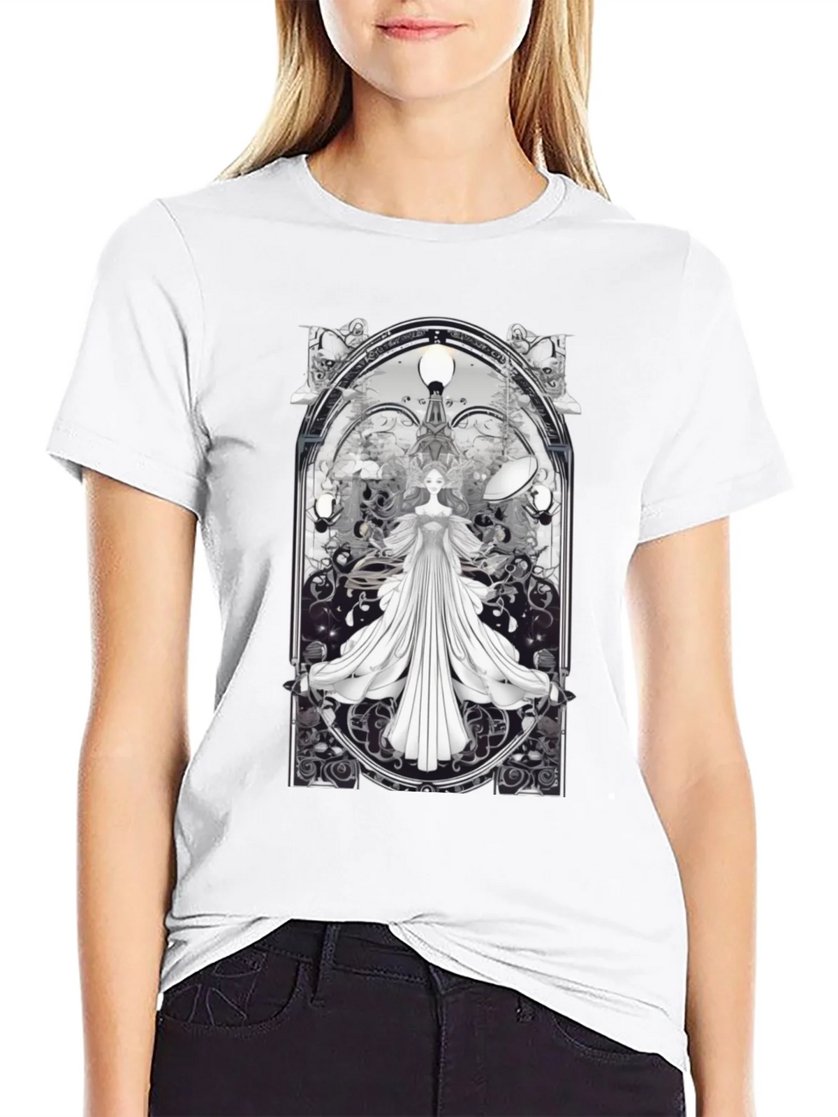 Art Nouveau Angel T-Shirt - Unique Gothic Design product image 7