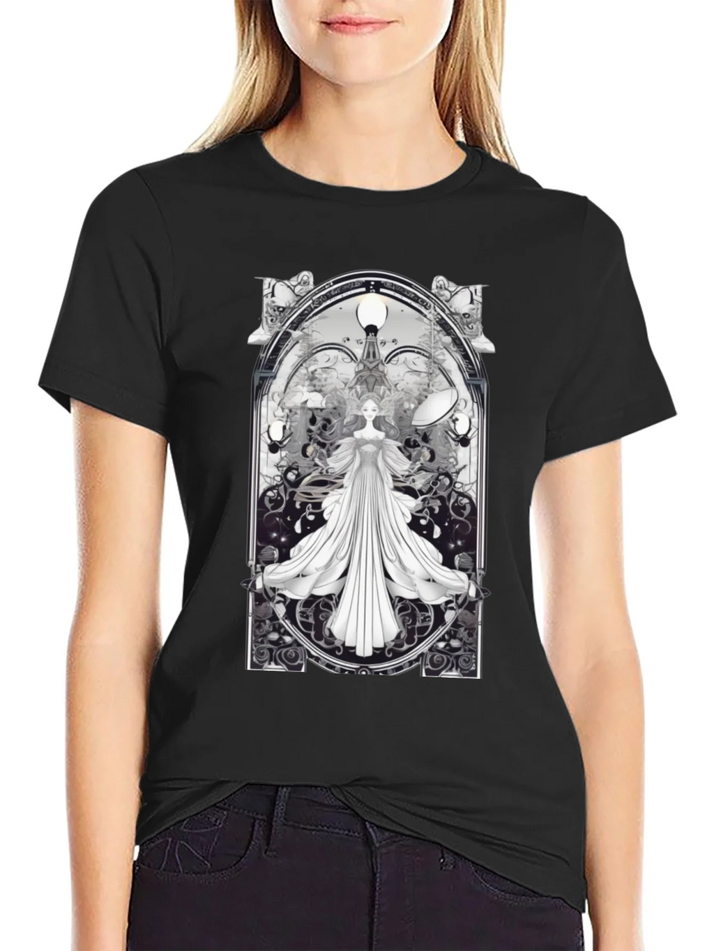 Art Nouveau Angel T-Shirt - Unique Gothic Design product image 2