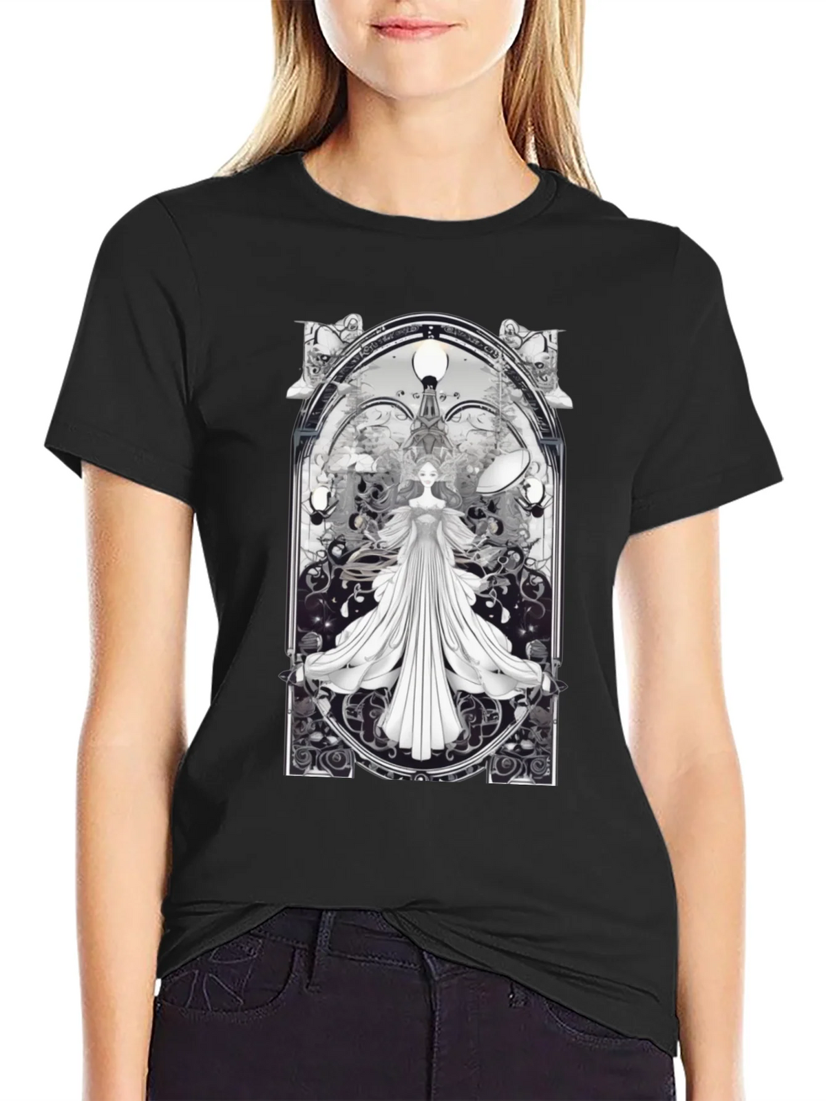 Art Nouveau Angel T-Shirt - Unique Gothic Design product image 2