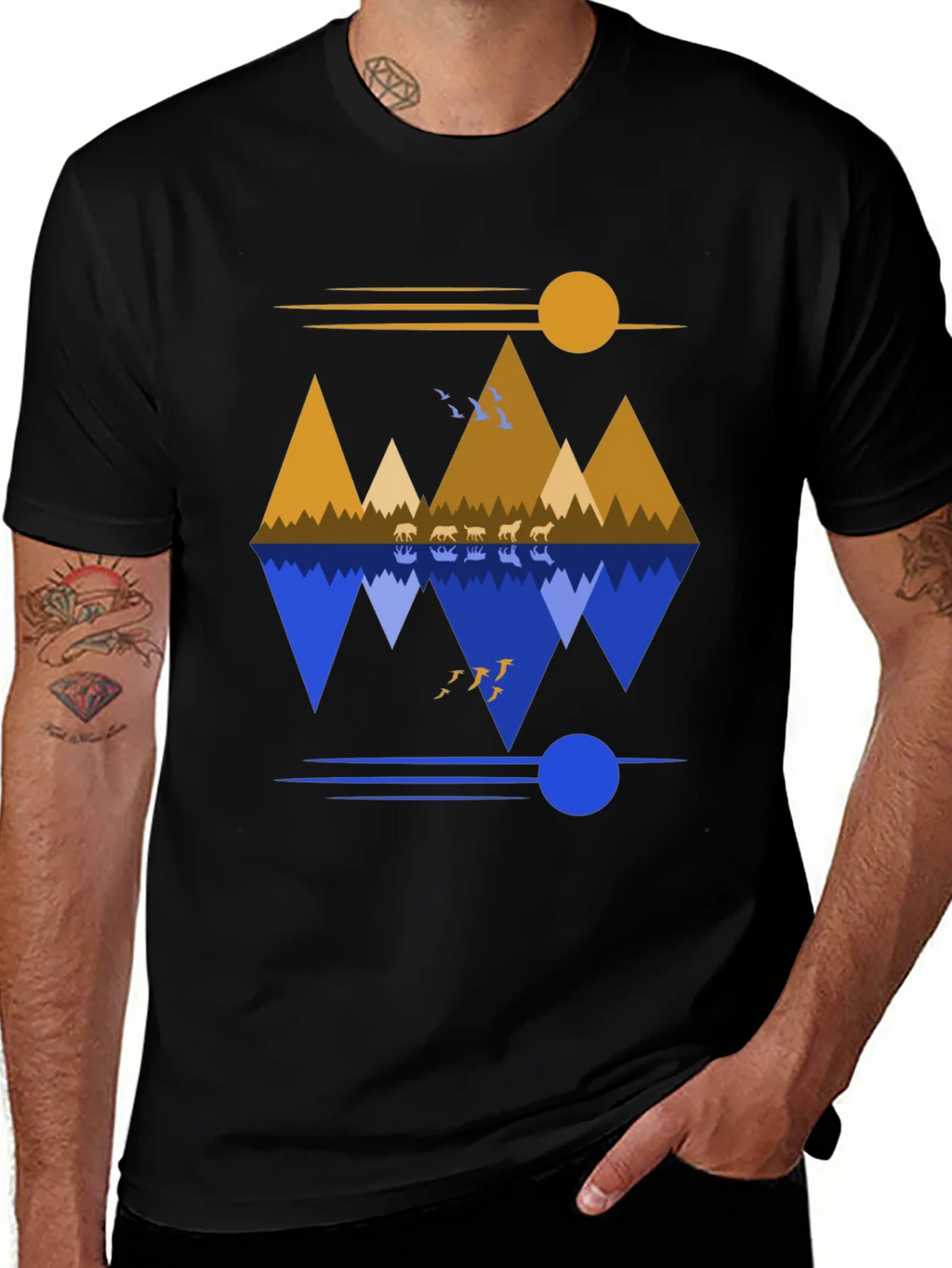 Mountain Reflection Graphic Tee - Nature Inspired Design product image 1