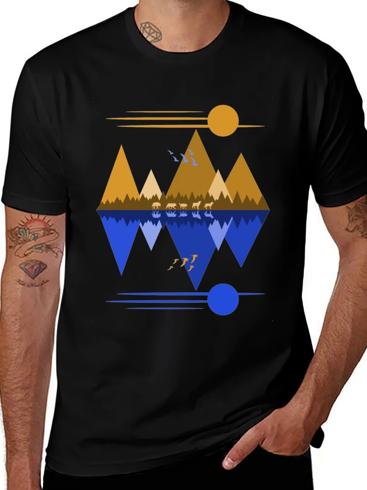 Mountain Reflection Graphic Tee - Nature Inspired Design product image 1