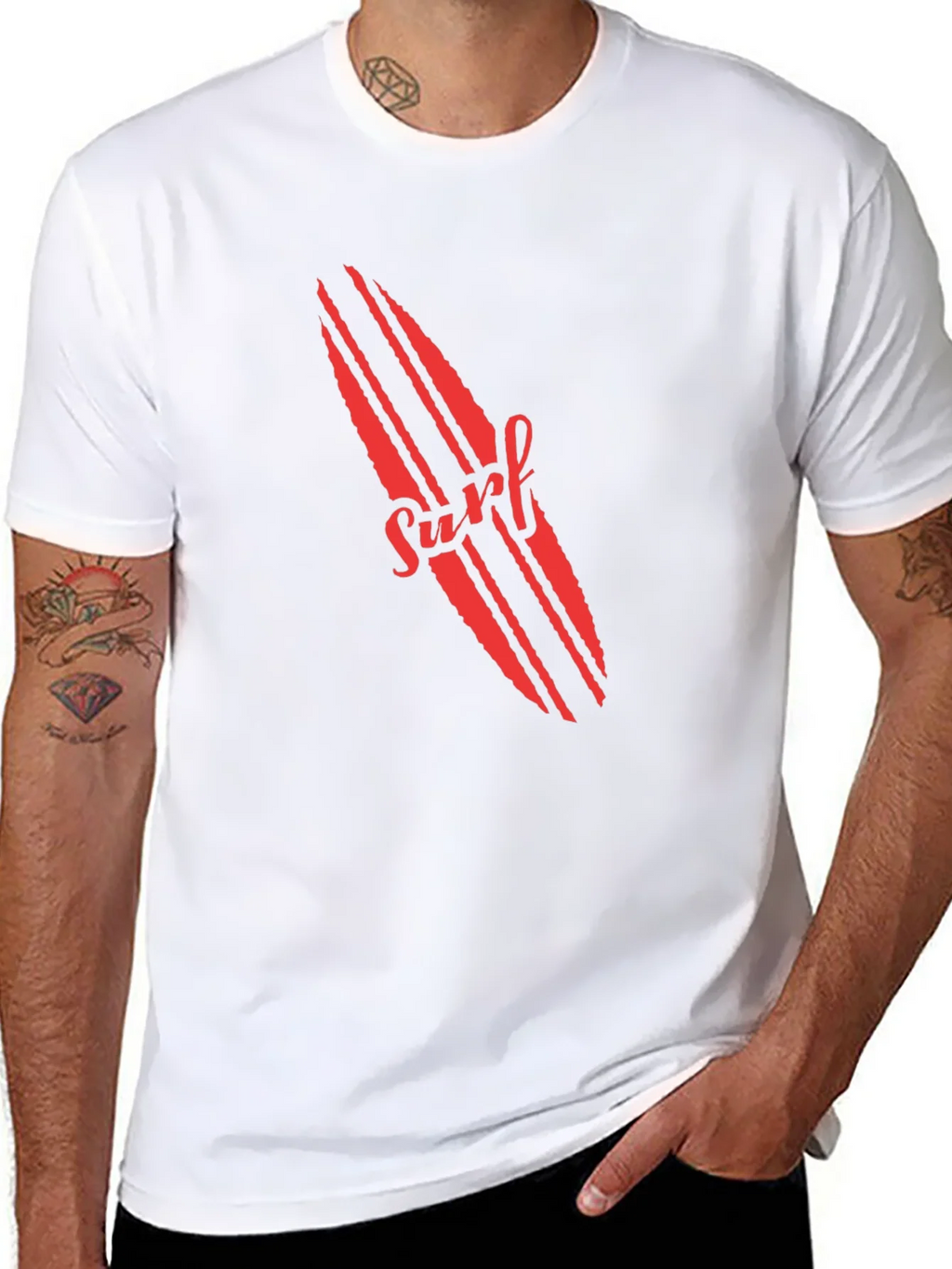 Surfboard Graphic Tee - Red Print on Black product image 7