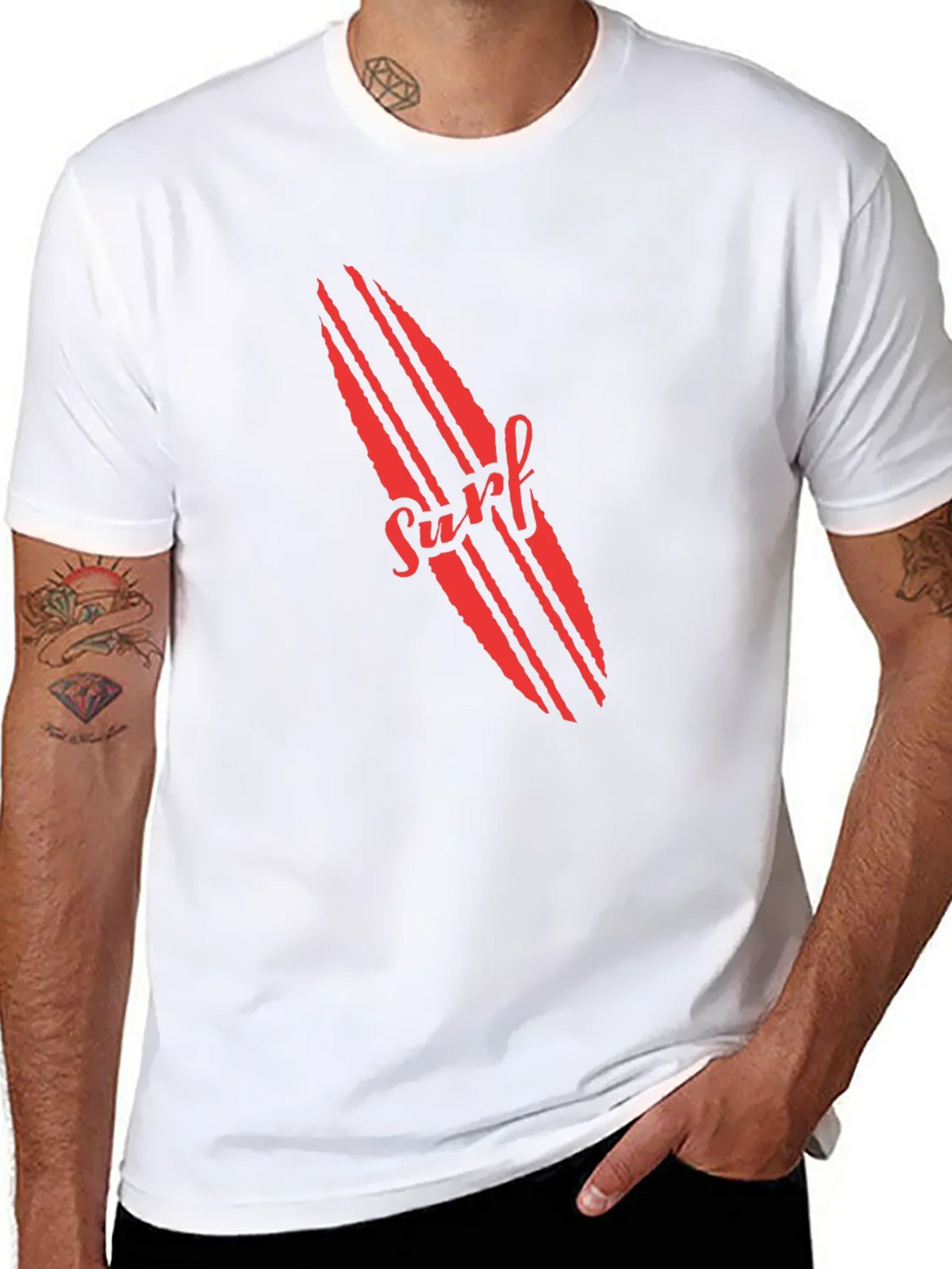 Surfboard Graphic Tee - Red Print on Black product image 7
