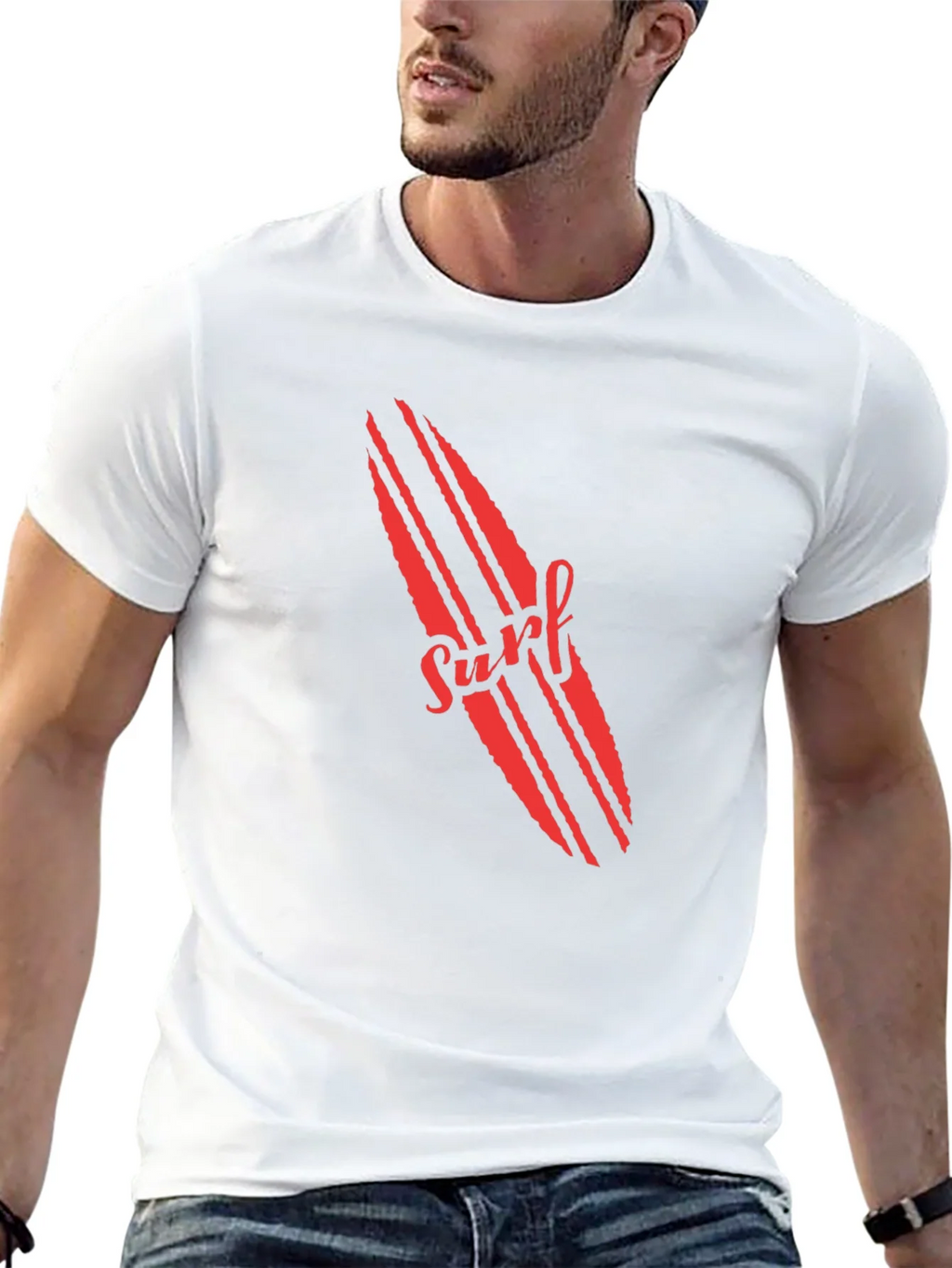 Surfboard Graphic Tee - Red Print on Black product image 12