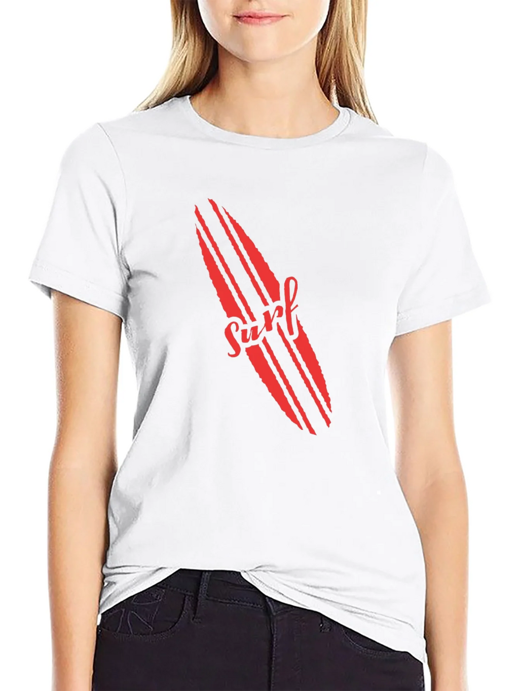 Surfboard Graphic Tee - Red Print on Black product image 8