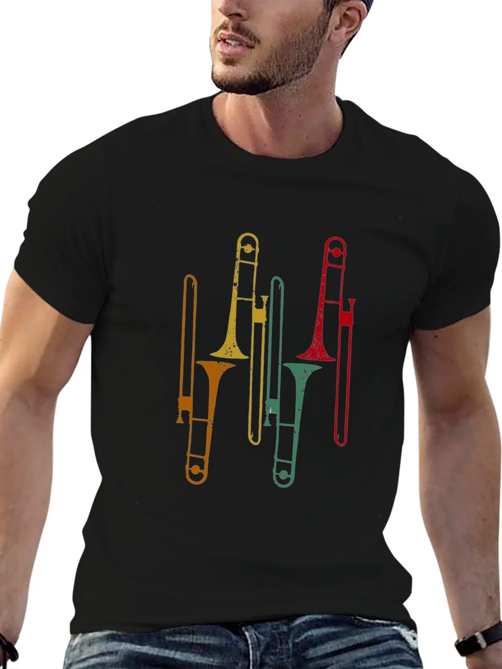 Retro Trombone Graphic Tee - Black product image 5