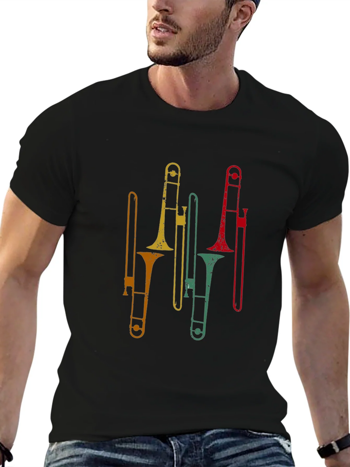 Retro Trombone Graphic Tee - Black product image 5