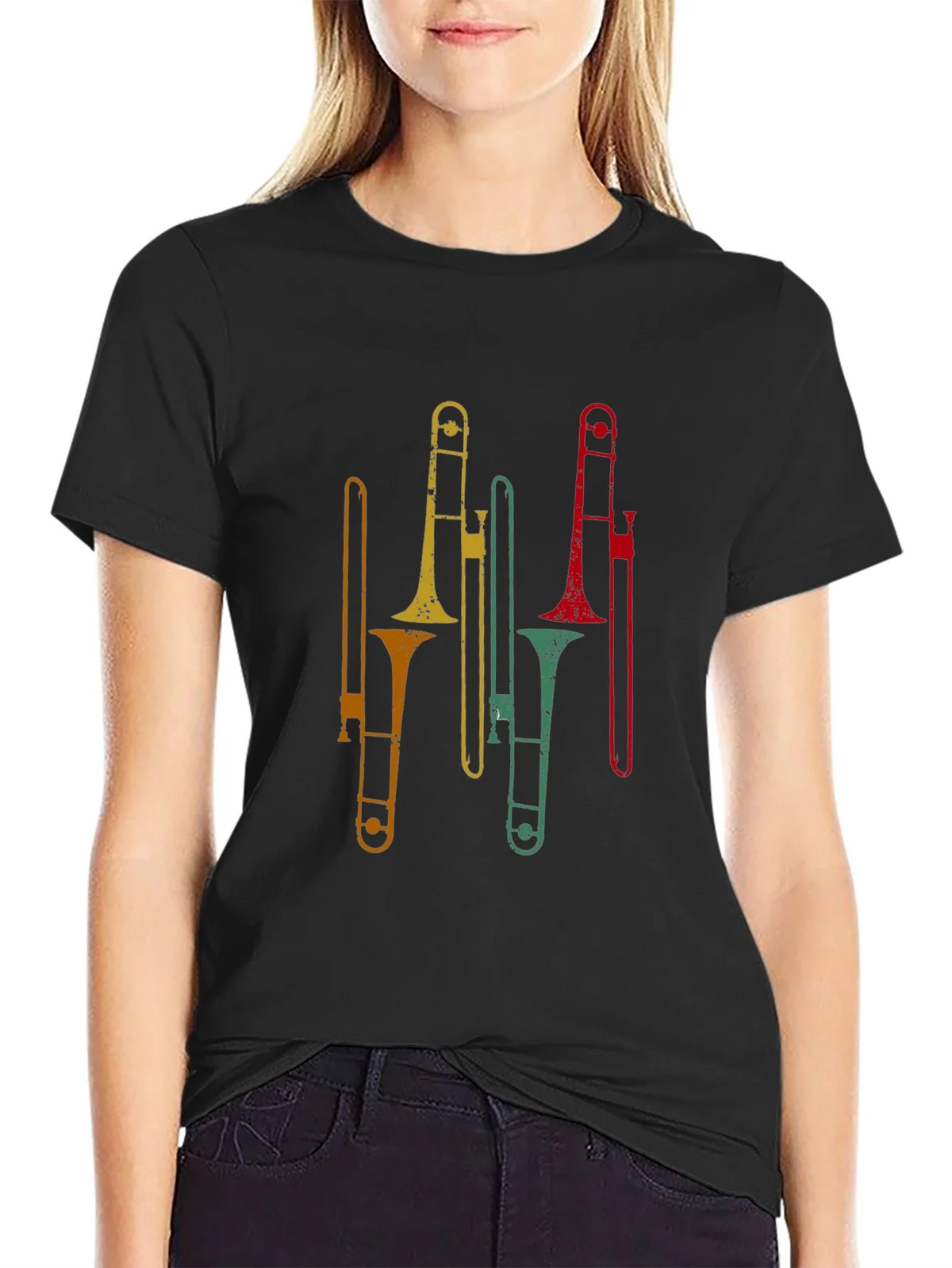 Retro Trombone Graphic Tee - Black product image 2
