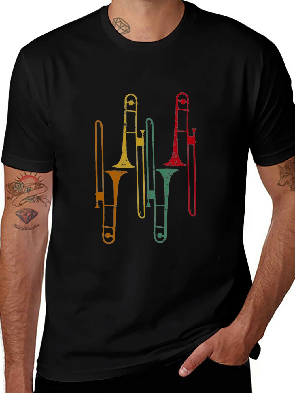 Retro Trombone Graphic Tee - Black product image 1