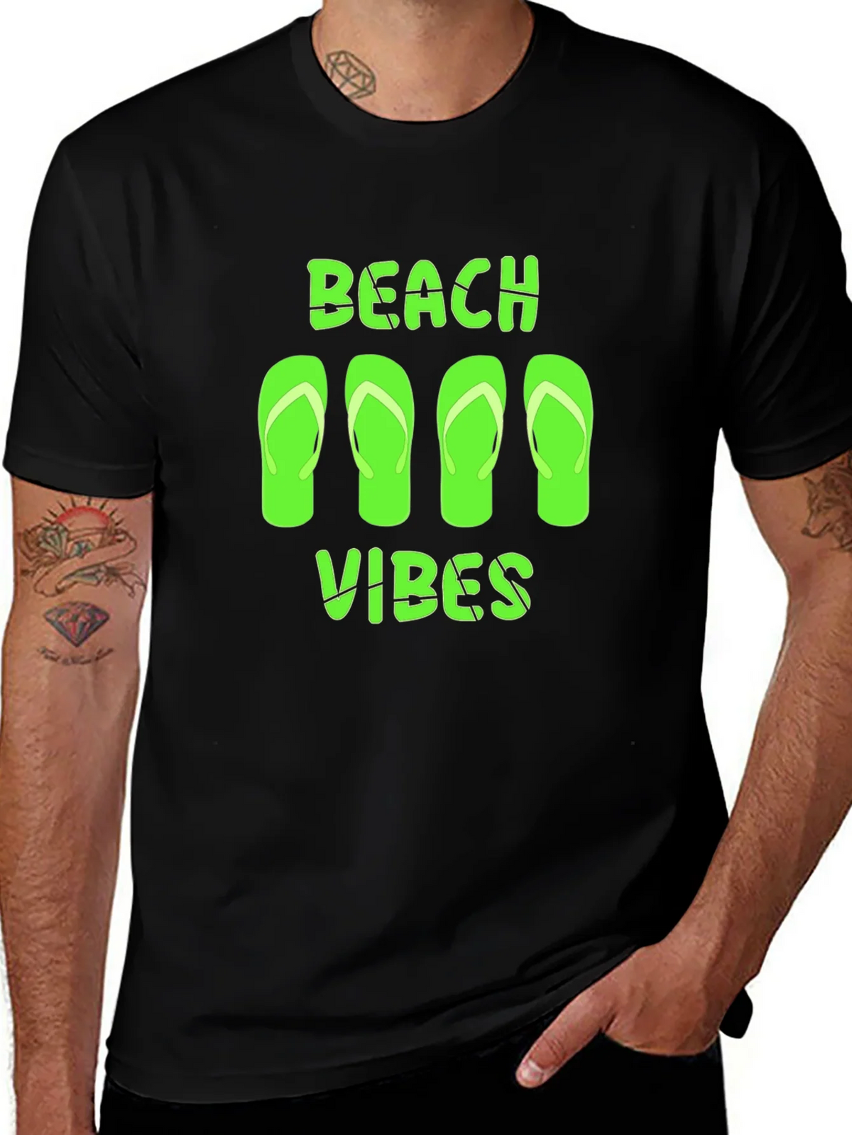 Beach Vibes Graphic Tee - Black Casual T-Shirt product image 1