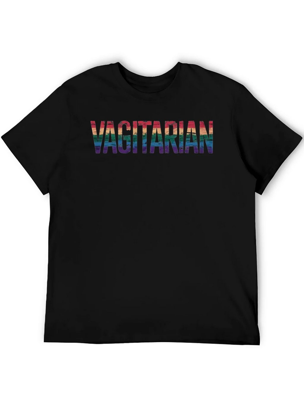 Vagitarian Pride Tee - Rainbow Letters Black Cotton product image 5