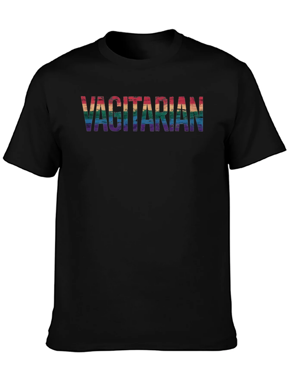 Vagitarian Pride Tee - Rainbow Letters Black Cotton product image 3