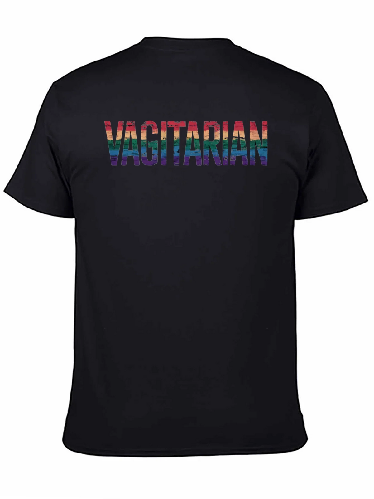 Vagitarian Pride Tee - Rainbow Letters Black Cotton product image 4