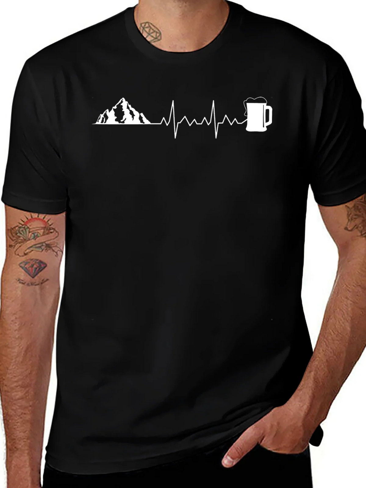 Mountain & Beer Heartbeat Graphic Tee product image 1