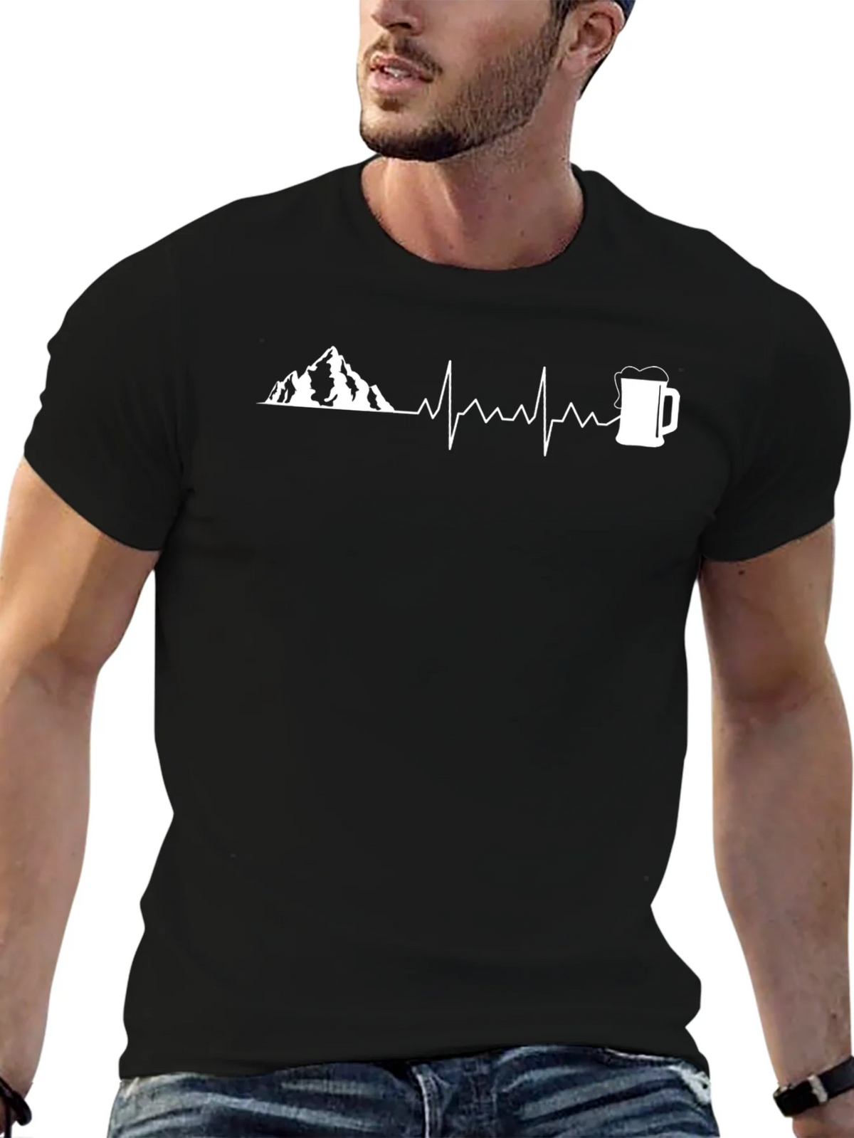 Mountain & Beer Heartbeat Graphic Tee product image 4