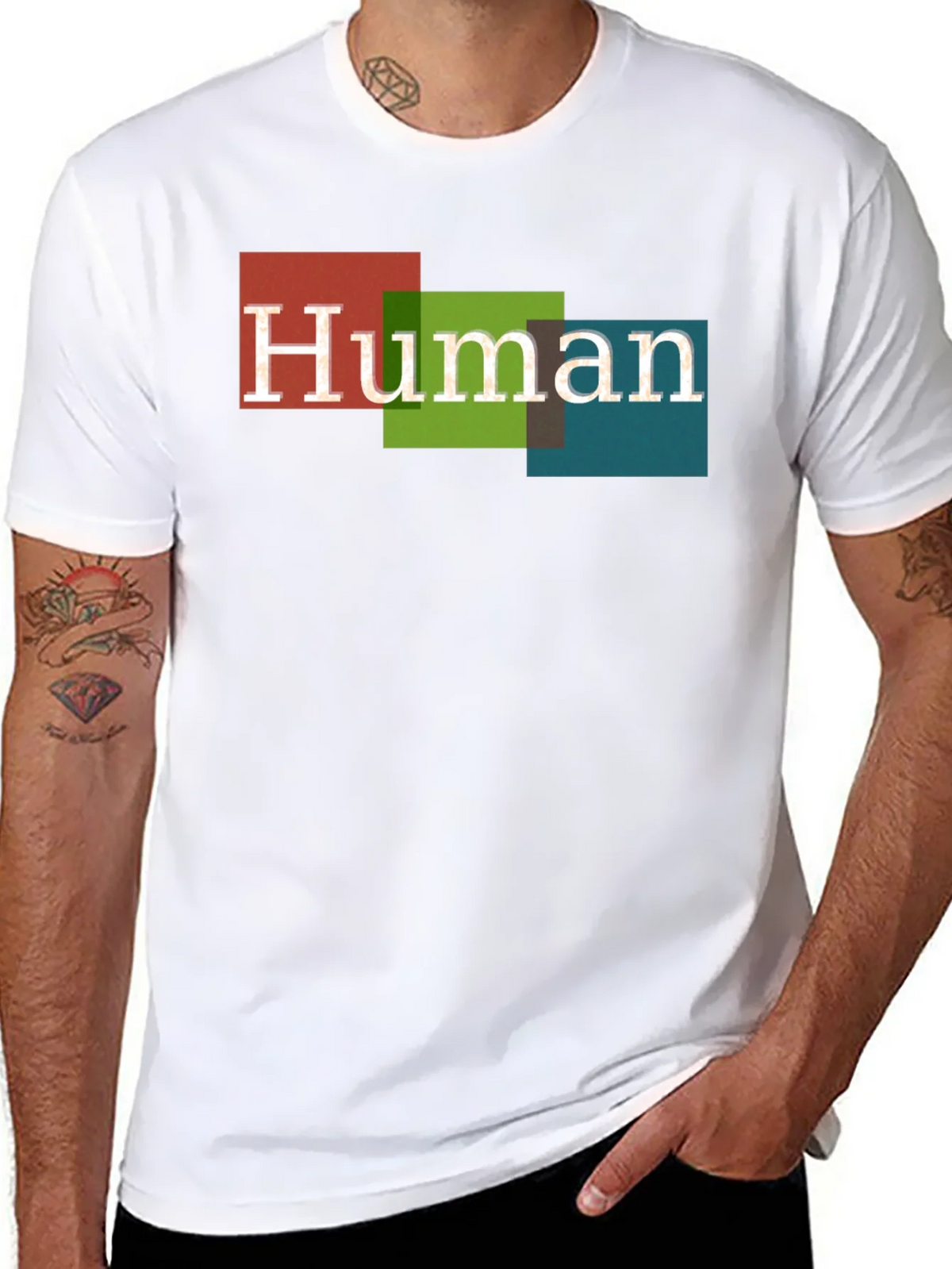 Human Colorful Blocks Graphic T-Shirt - Casual Wear product image 7