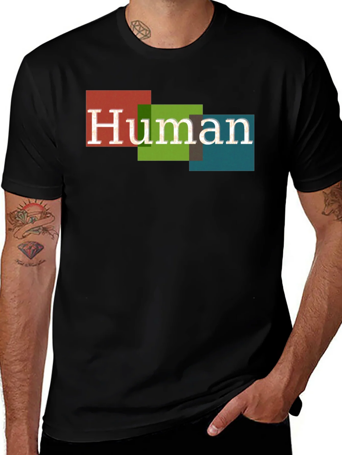Human Colorful Blocks Graphic T-Shirt - Casual Wear product image 1