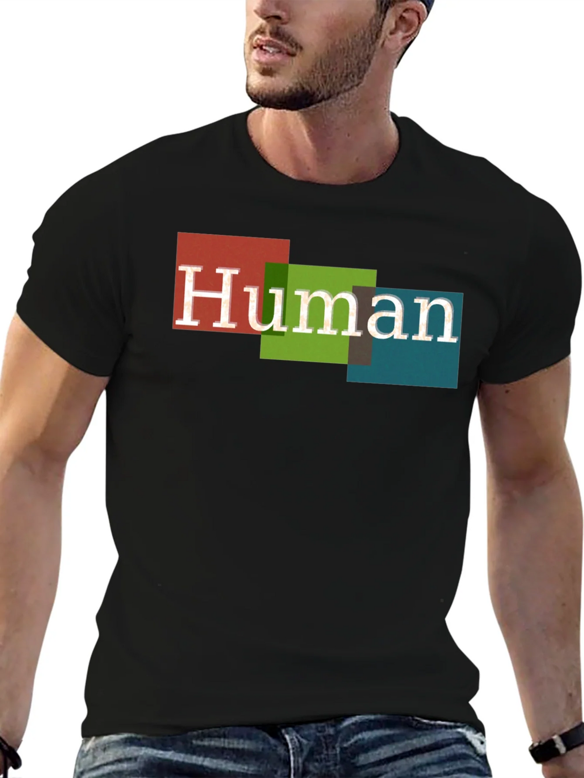 Human Colorful Blocks Graphic T-Shirt - Casual Wear product image 6