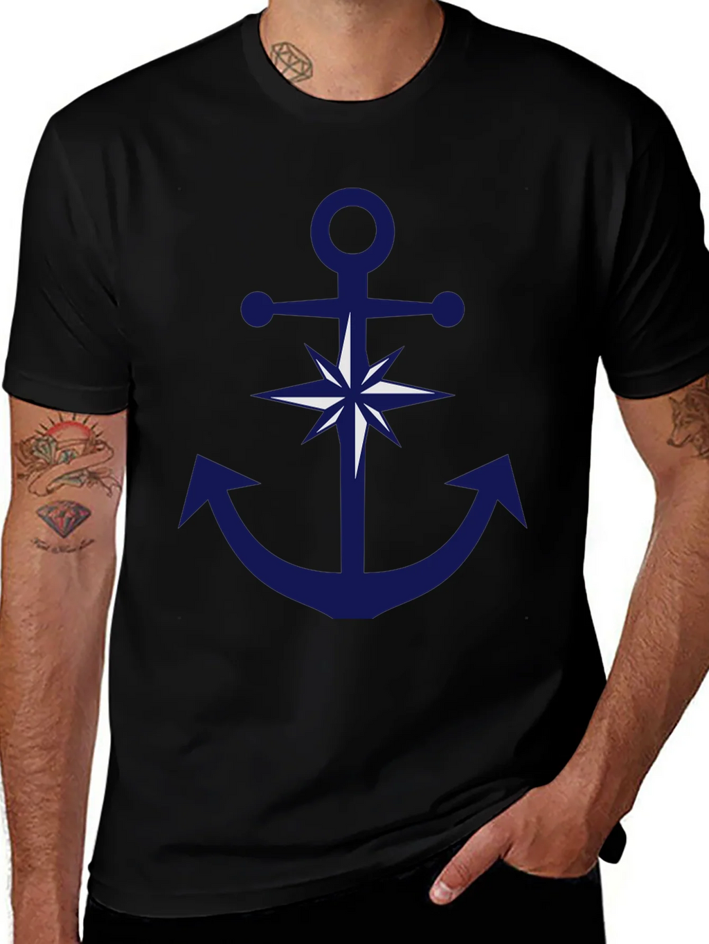 Nautical Anchor Compass Graphic T-Shirt product image 1