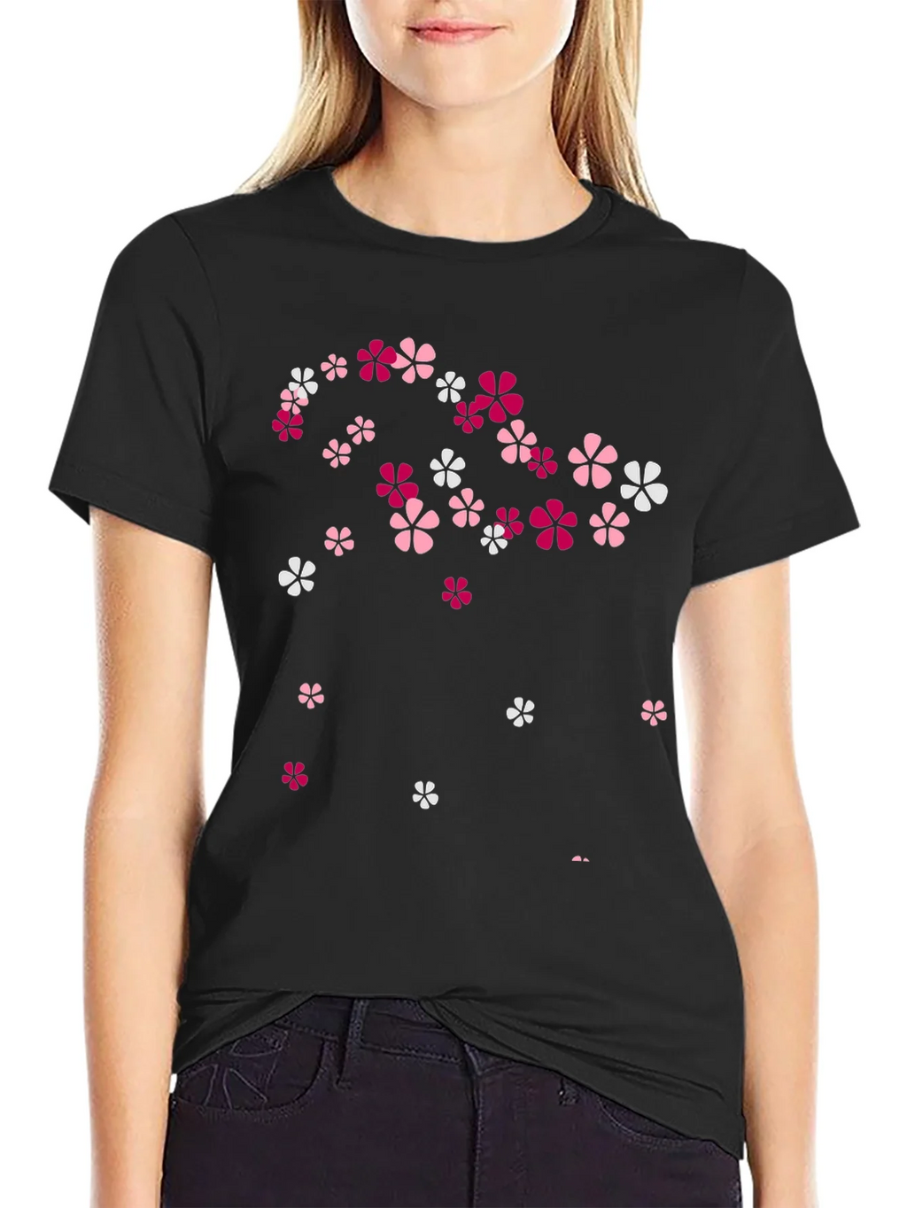 Floral Print Black T-Shirt - Stylish Casual Wear product image 2
