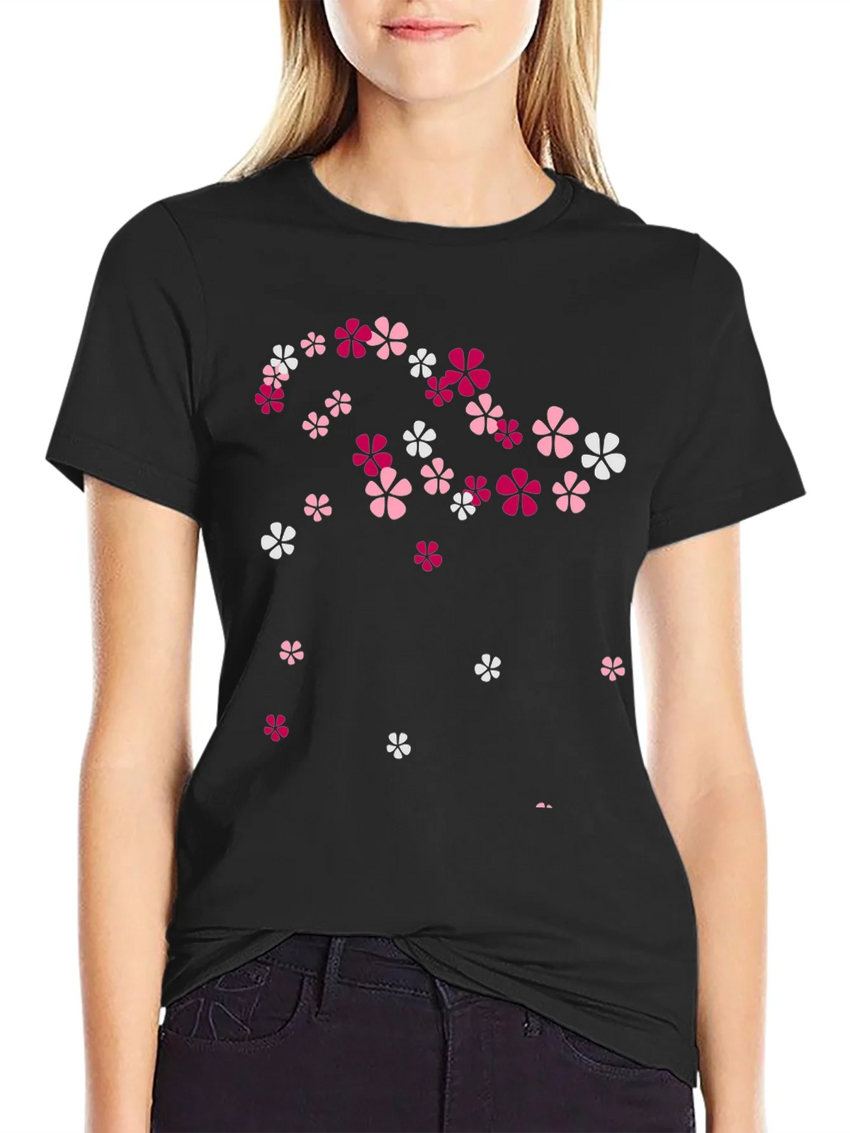 Floral Print Black T-Shirt - Stylish Casual Wear product image 2