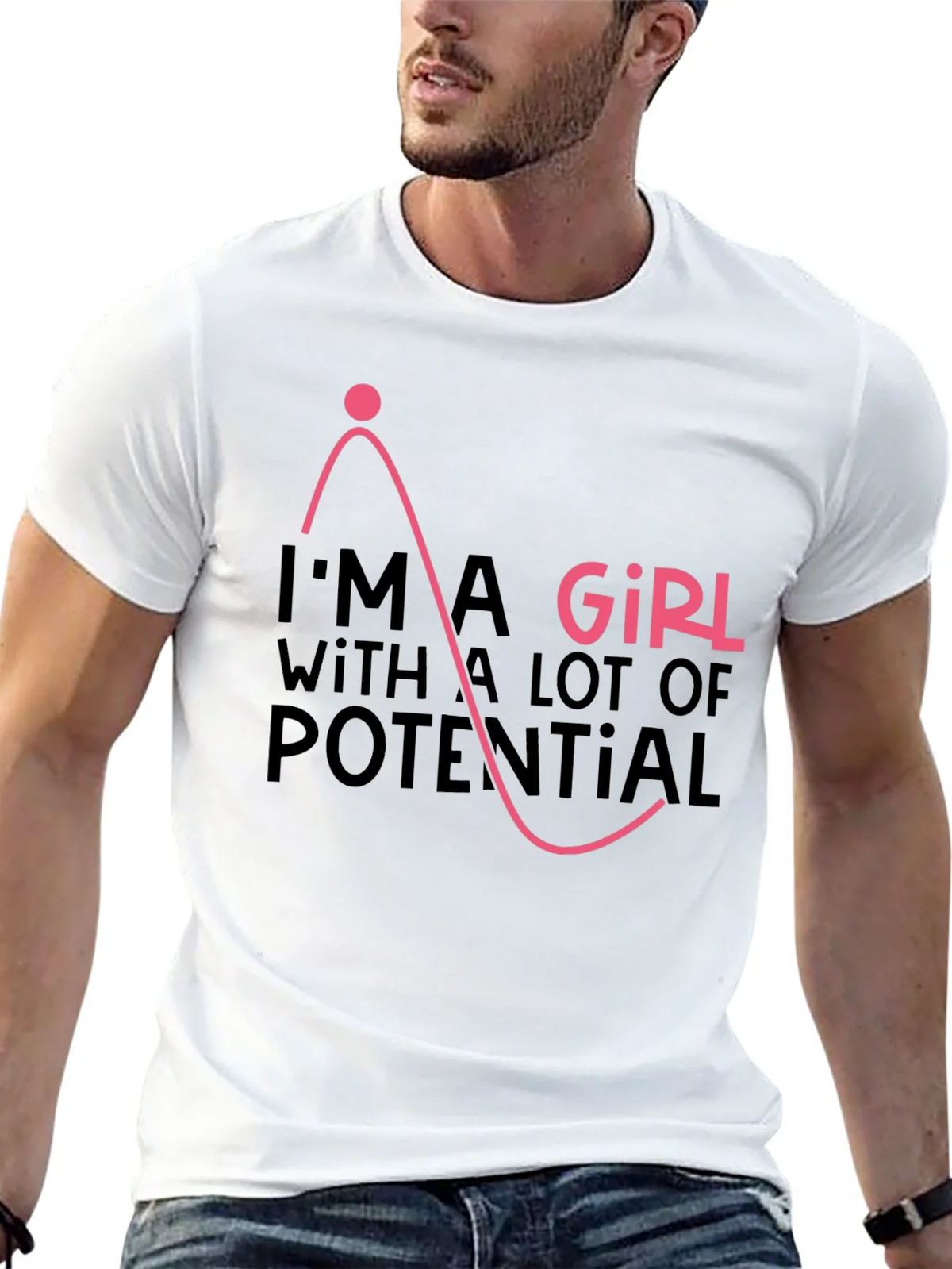 Im A Girl With A Lot Of Potential Black Graphic Tee product image 9