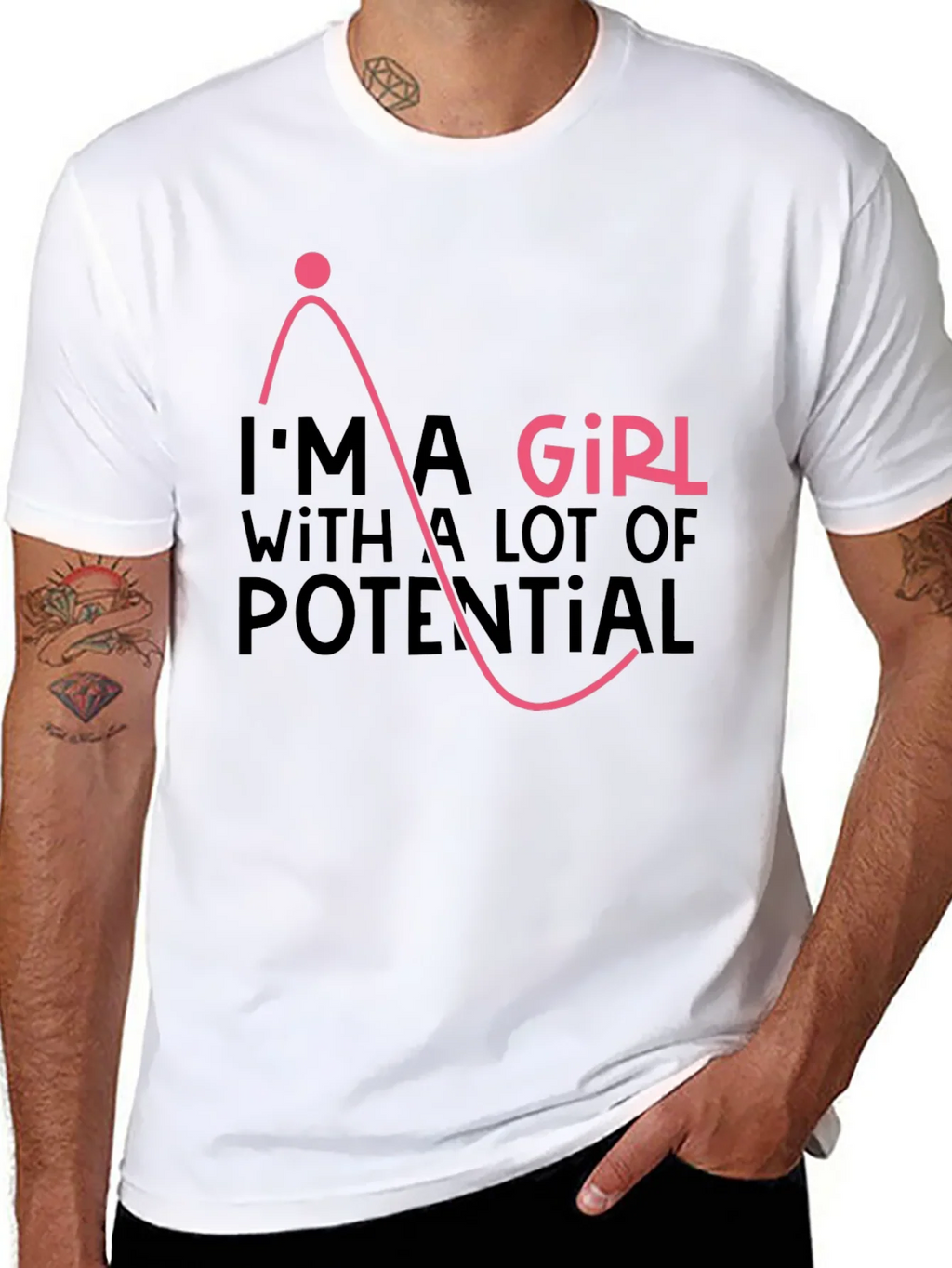 Im A Girl With A Lot Of Potential Black Graphic Tee product image 6