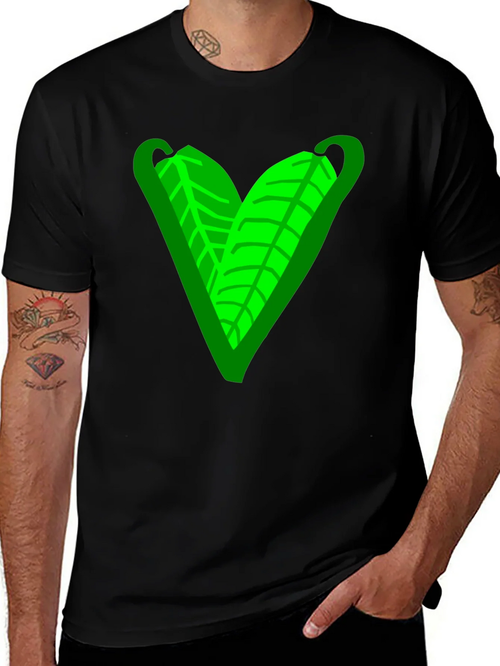 Green Leaf Heart Graphic Tee - Casual Comfort product image 1
