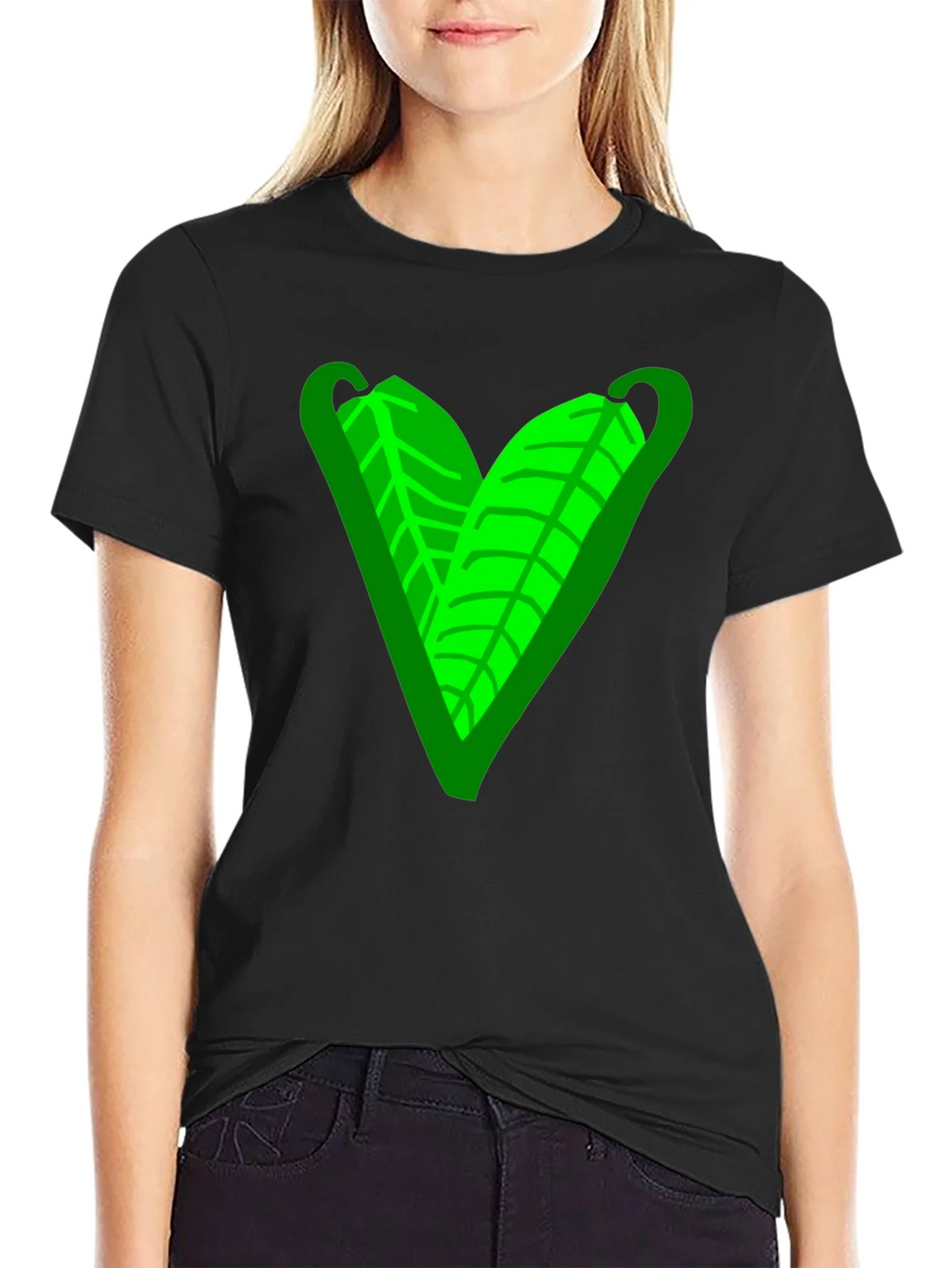 Green Leaf Heart Graphic Tee - Casual Comfort product image 2