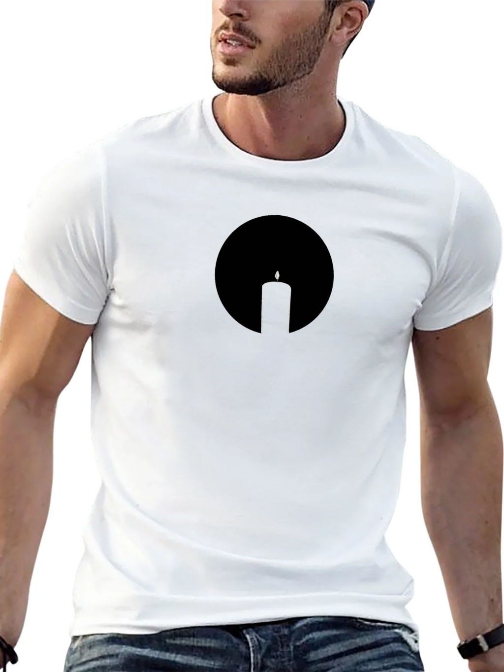 Minimalist Candle Silhouette Black T-Shirt product image 9