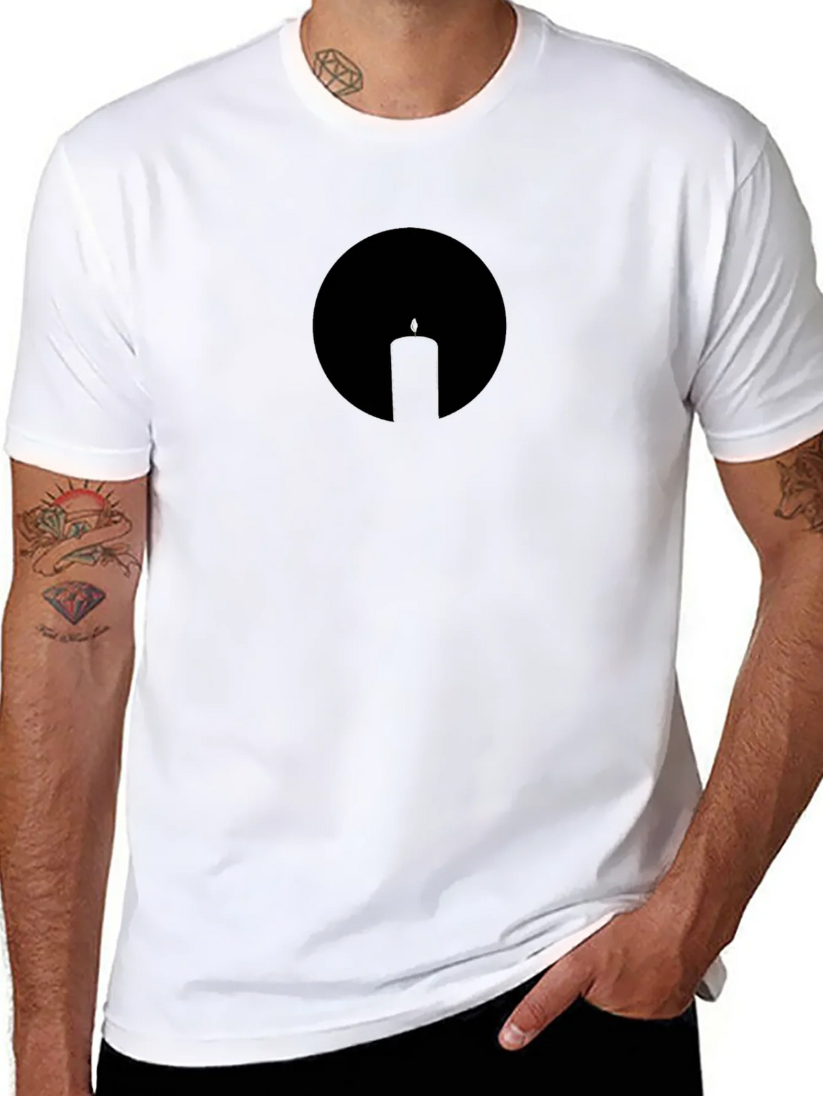 Minimalist Candle Silhouette Black T-Shirt product image 5