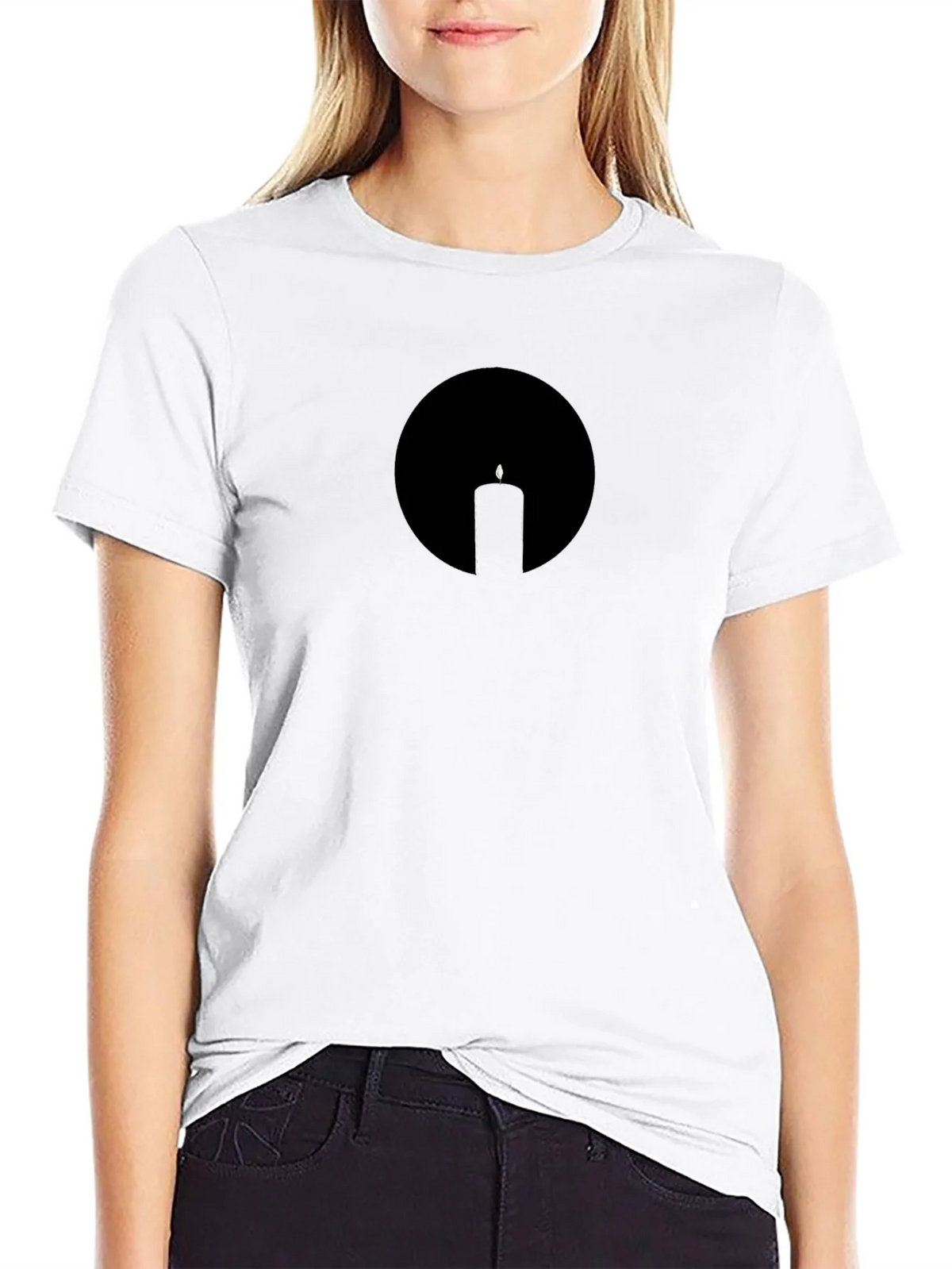 Minimalist Candle Silhouette Black T-Shirt product image 6
